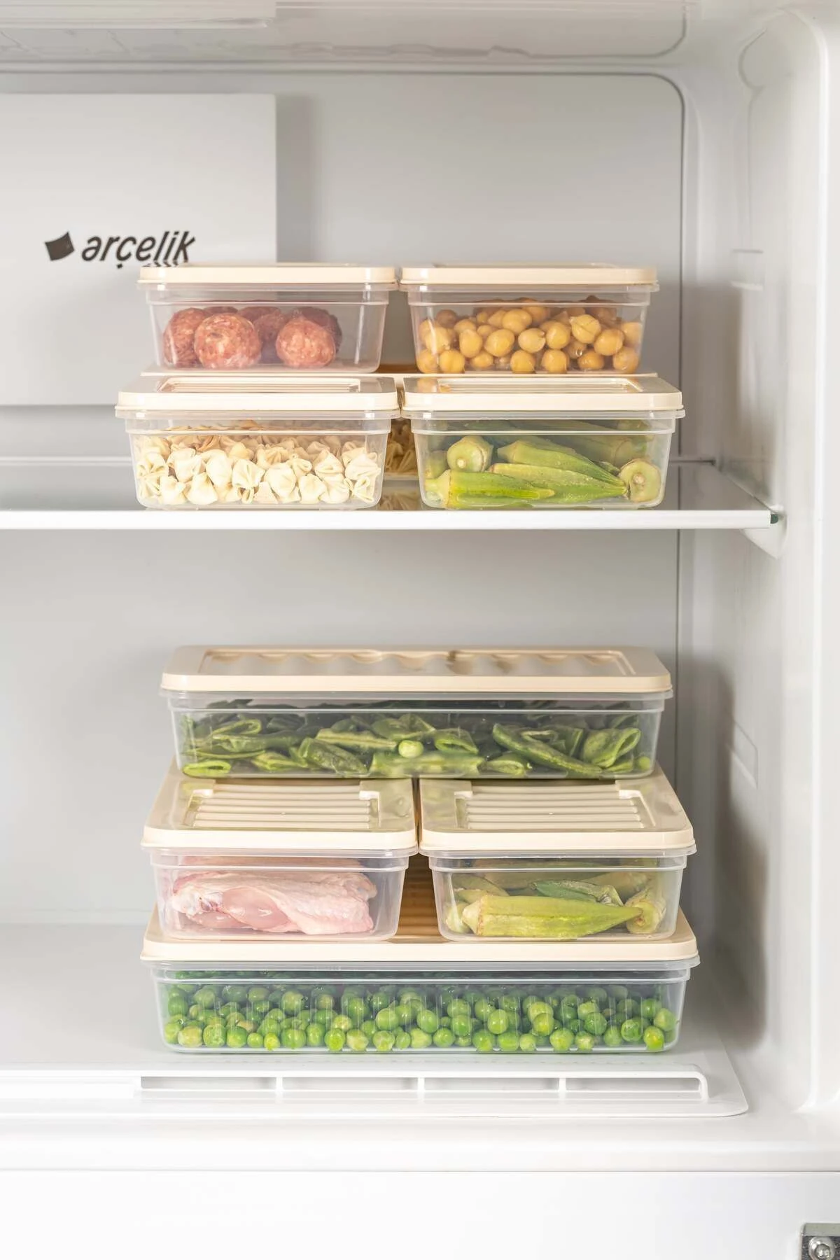 18'li Set Freshbox Mikrodalga Ve Difrize Uygun Saklama Kabı KREM