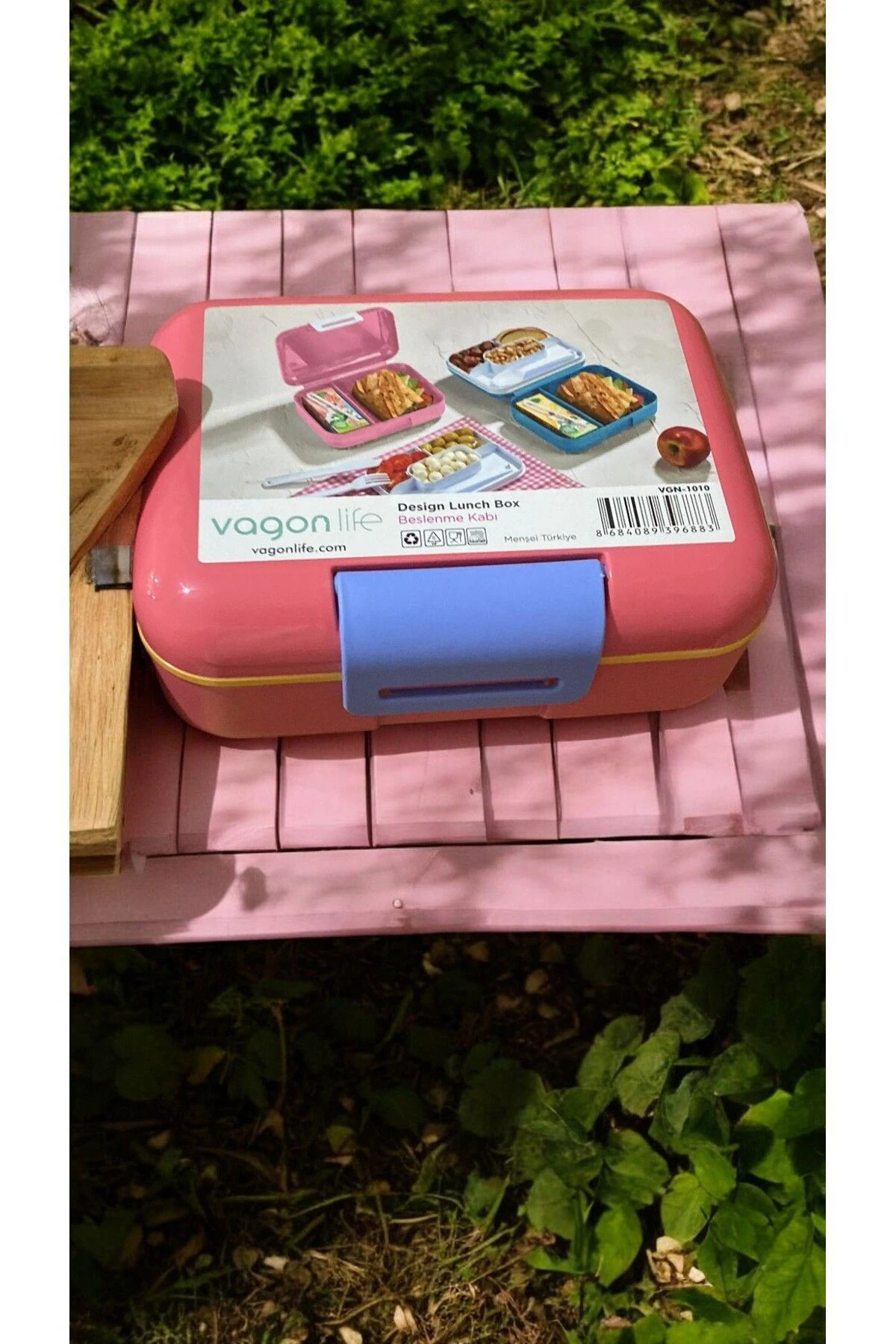 Beslenme kutusu 2 Katlı Çatal,Bıçak,Kaşık Setli PEMBE