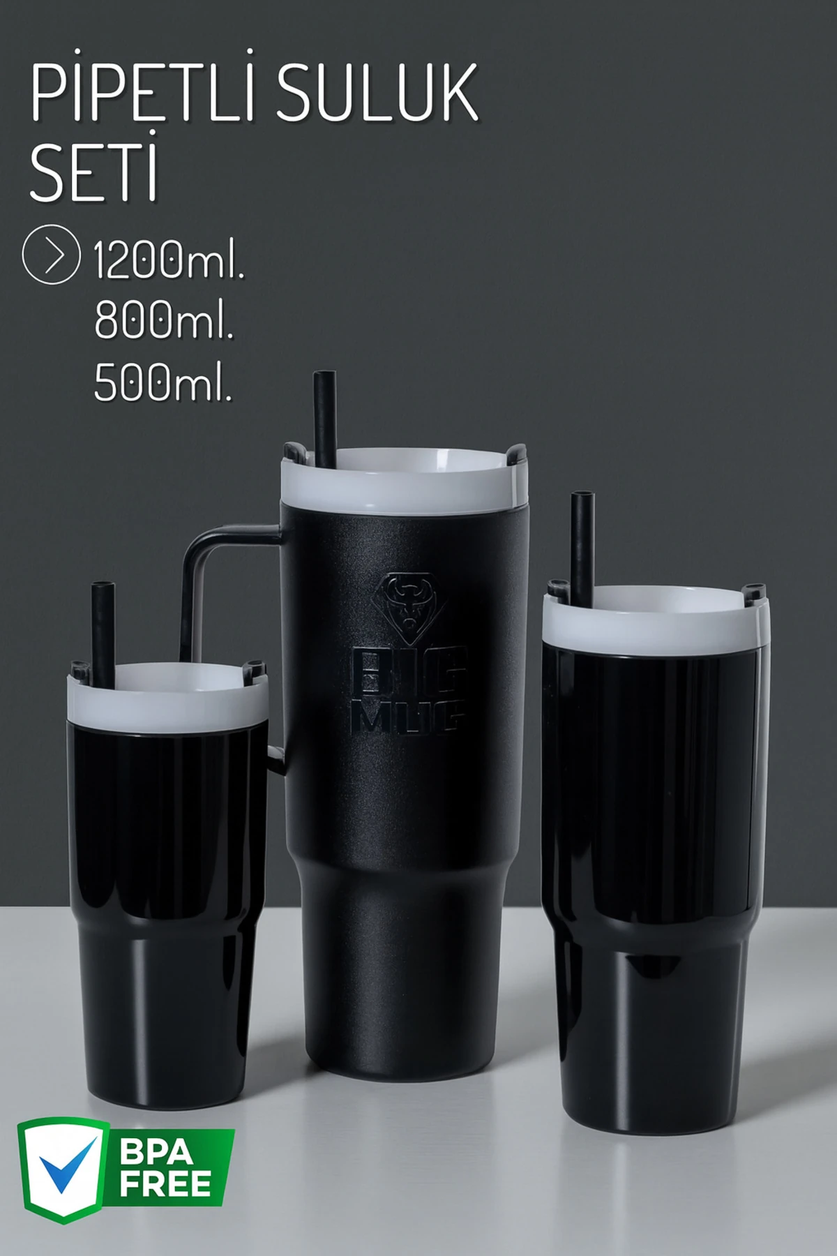 3 Boy Pipetli Suluk Seti SİYAH