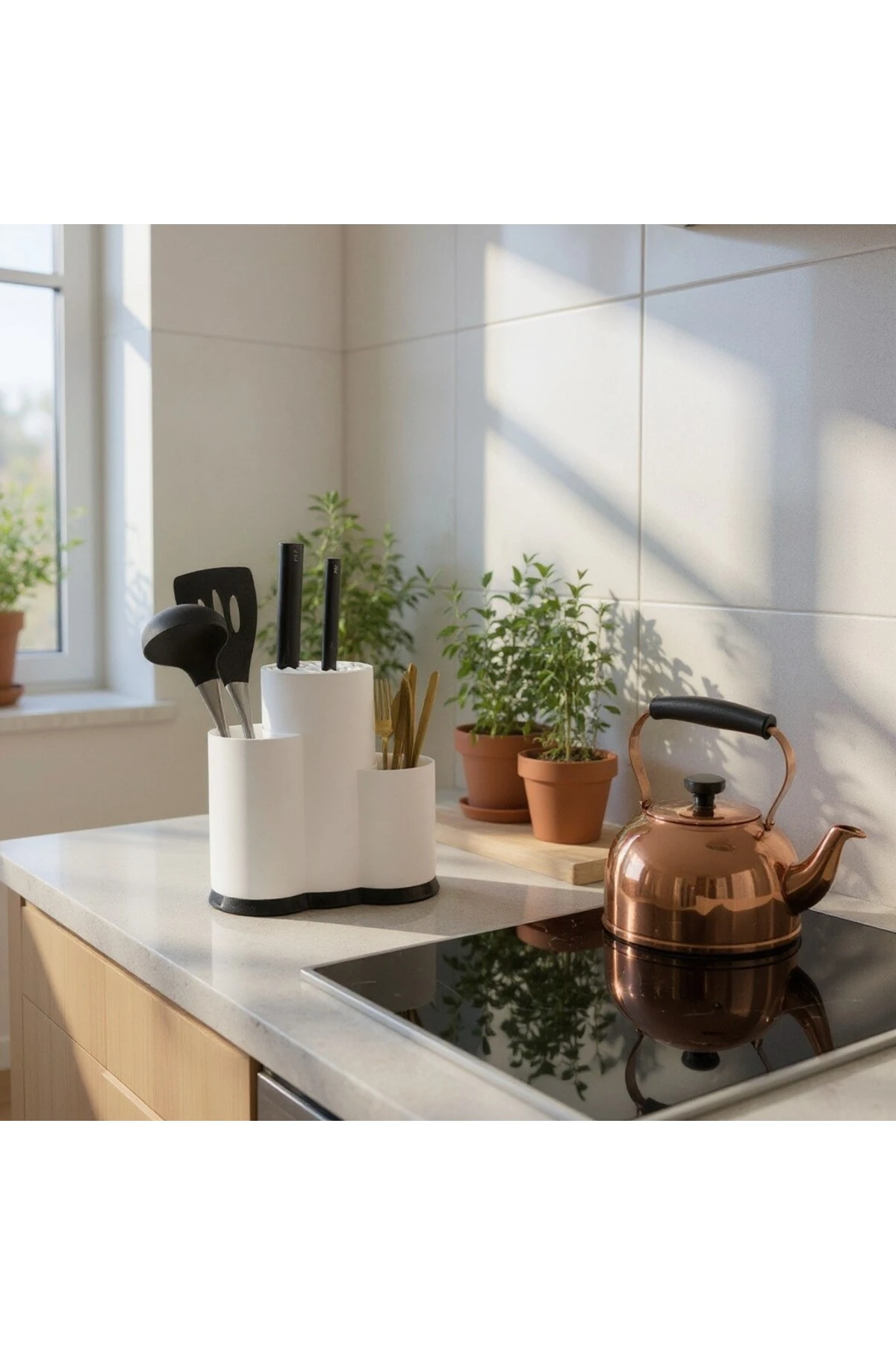 Çok Amaçlı Dik Kaşıklık Çatal Kaşık Organizeri Düzenleyici BEYAZ