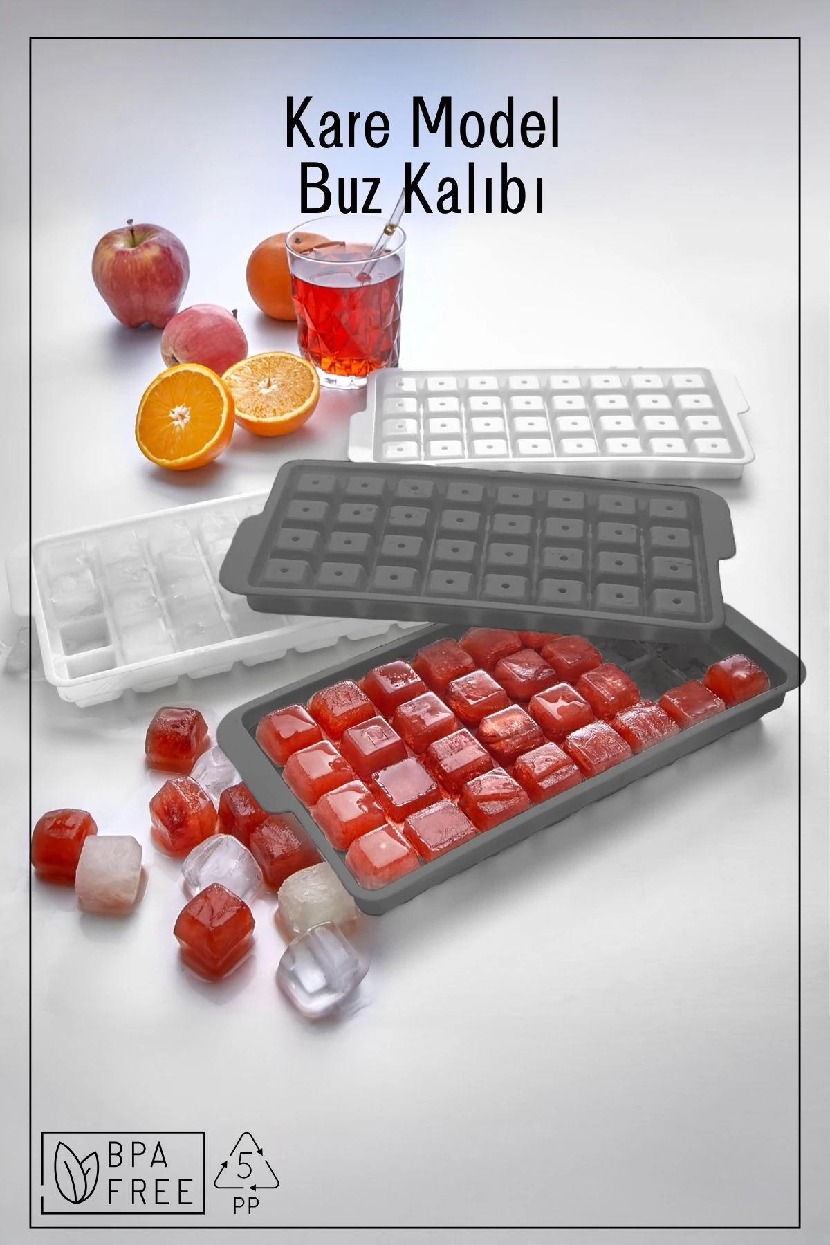 32'li Kare Model Buz Kalıbı Antrasit