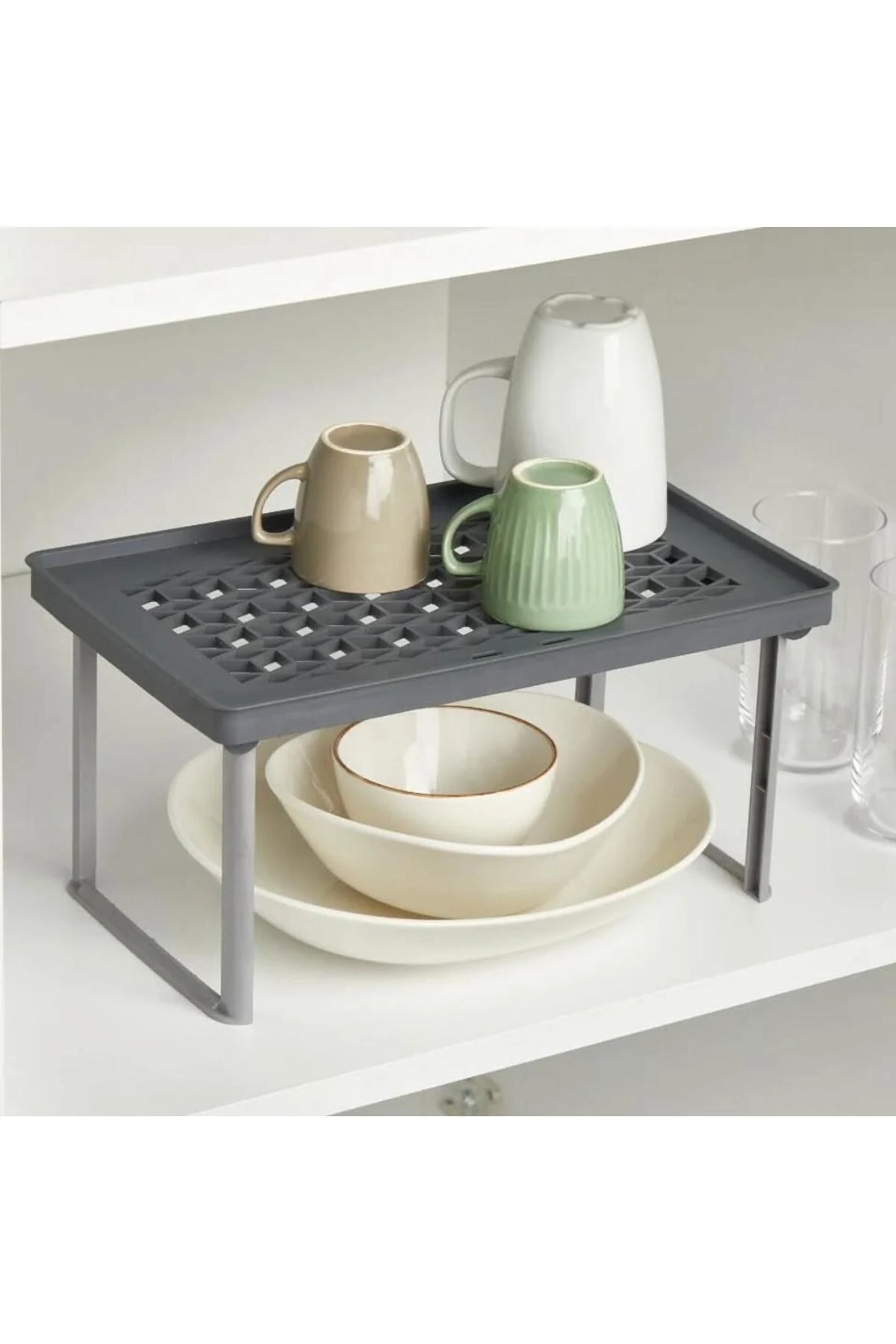 Raf Yükseltici- Dolap Içi Düzenleyici Gri 2 ADET