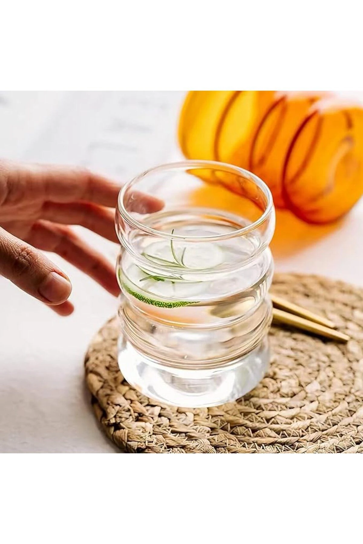 Boğumlu Borosilikat Şeffaf Cam Bardak