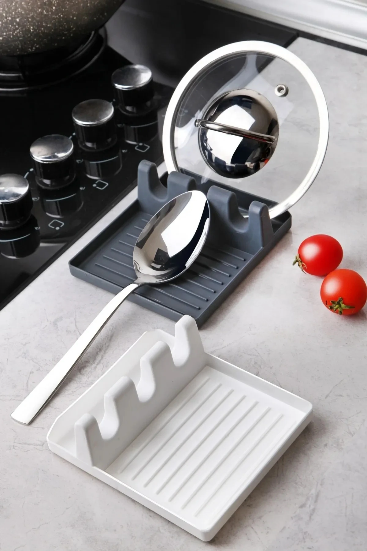 2'li Mutfak Seti Beyaz Kaşıklık-Kaşık Tutma Aparatı