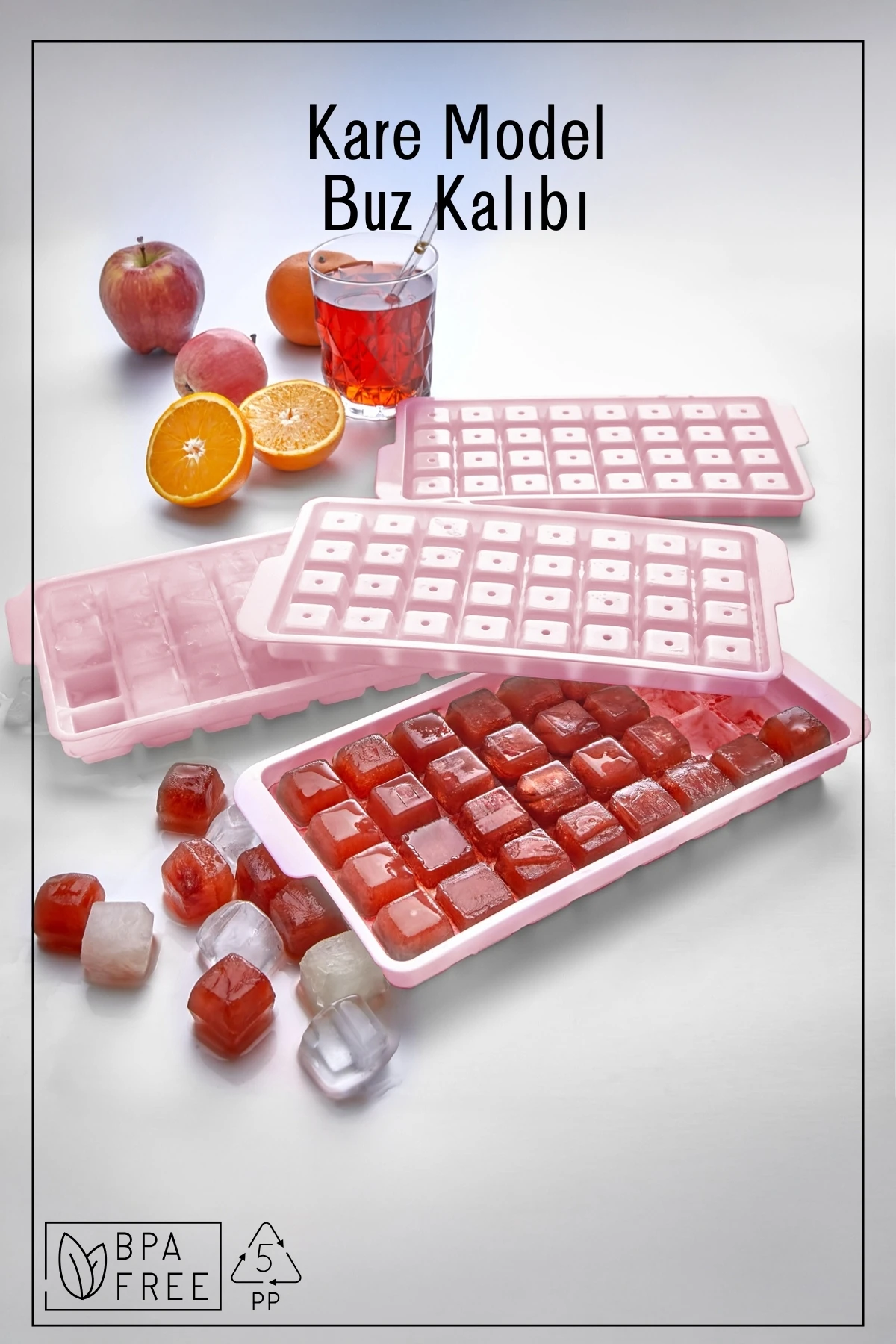 32'li Kare Model Buz Kalıbı Pembe