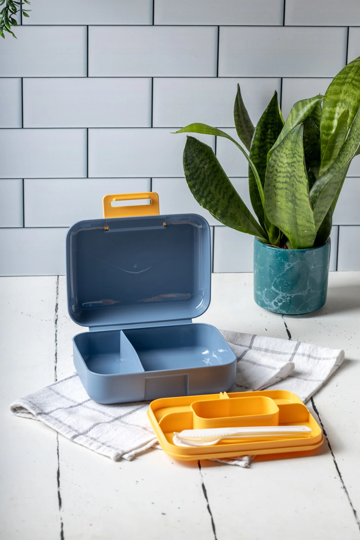 Beslenme kutusu 2 Katlı Çatal,Bıçak,Kaşık Setli ANTRASİT