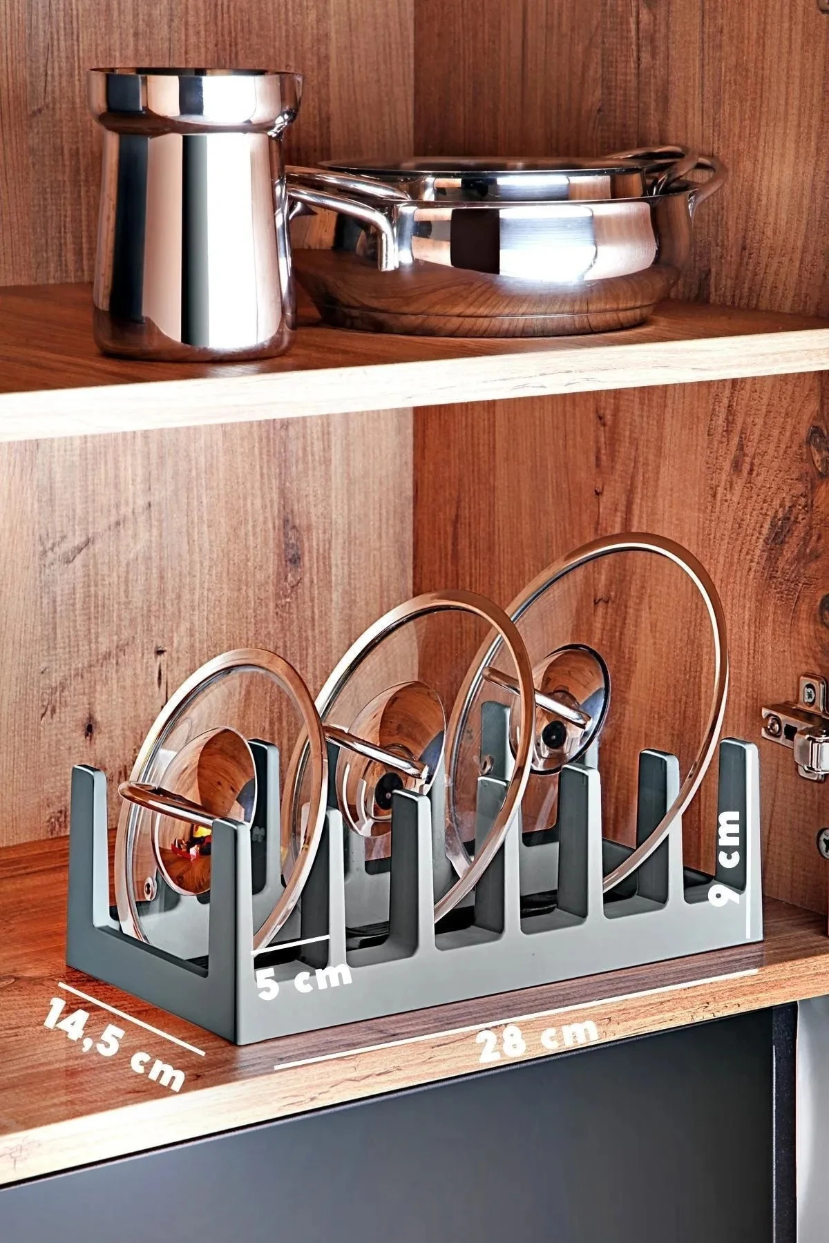 2'li Mutfak Seti Antrasit Kaşıklık - Tencere Kapak Düzenleyici