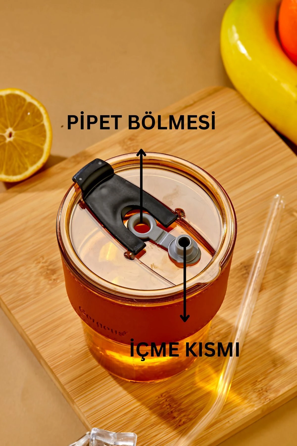 Kahverengi Şerit Detaylı, Cam Pipetli, Sızdırmaz Kapaklı
