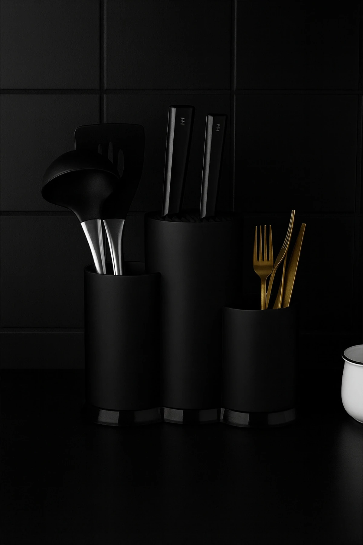 Çok Amaçlı Dik Kaşıklık Çatal Kaşık Organizeri Düzenleyici Si̇yah