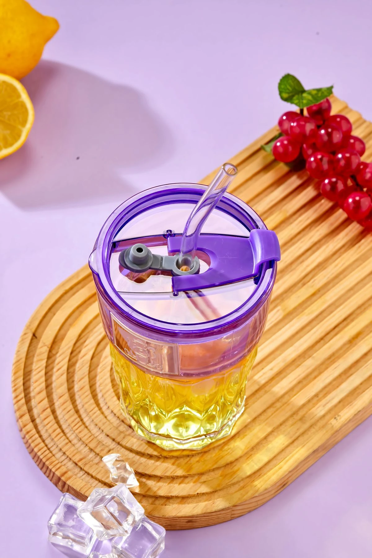 Ayıcık Logolu , Cam Pipetli, Sızdırmaz Kapaklı - Mor - TEKLİ