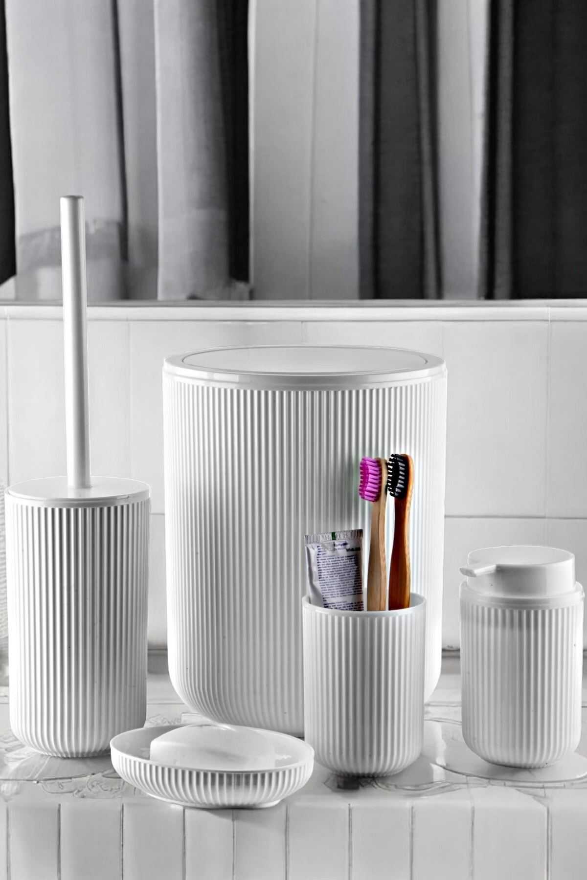 5 Parça Banyo Seti Beyaz