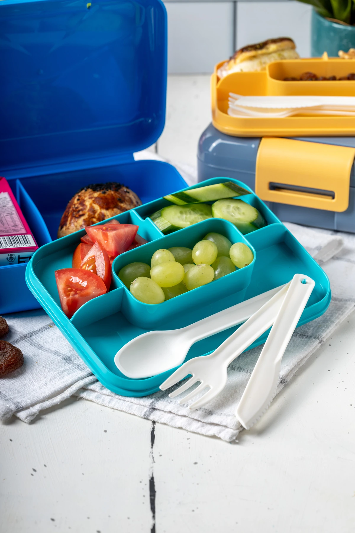 Beslenme Kutusu 2 Katlı Çatal,bıçak,kaşık Setli