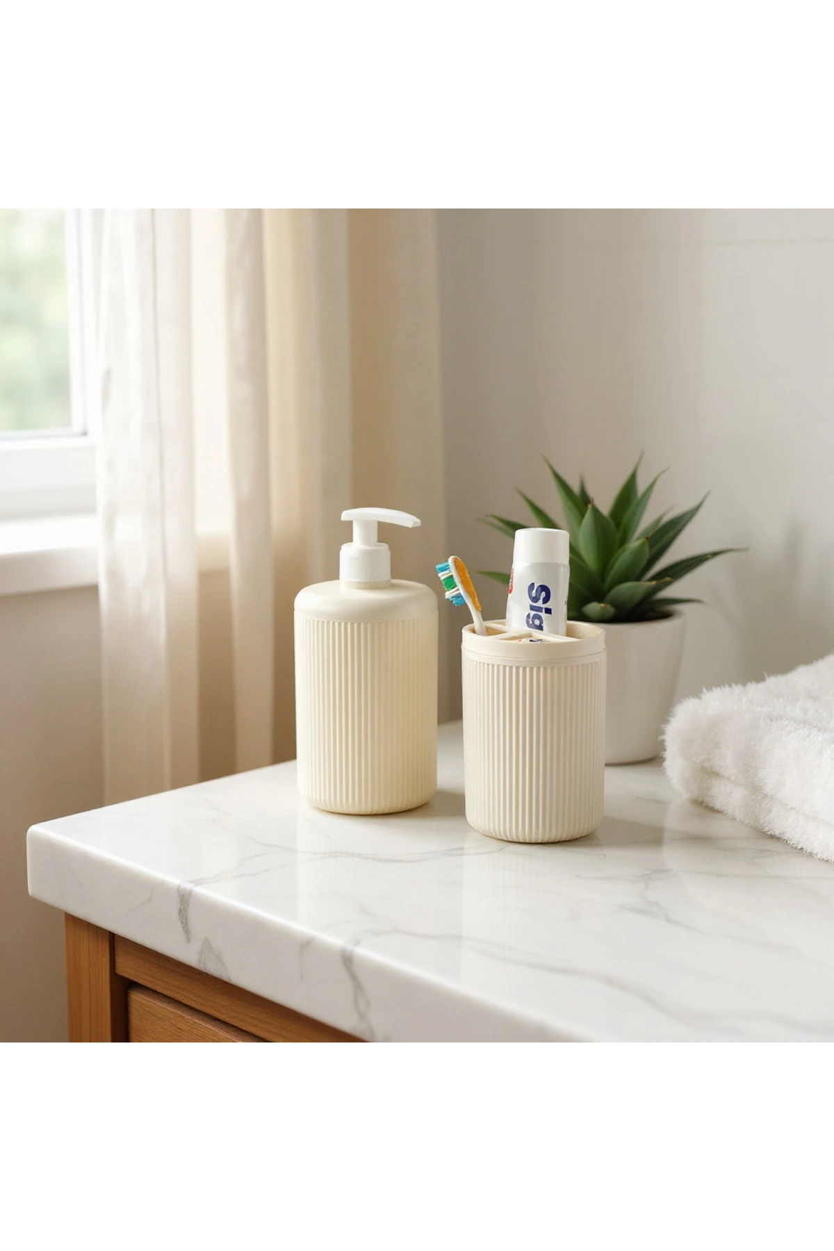 2'li Sabunluk Banyo Seti Krem