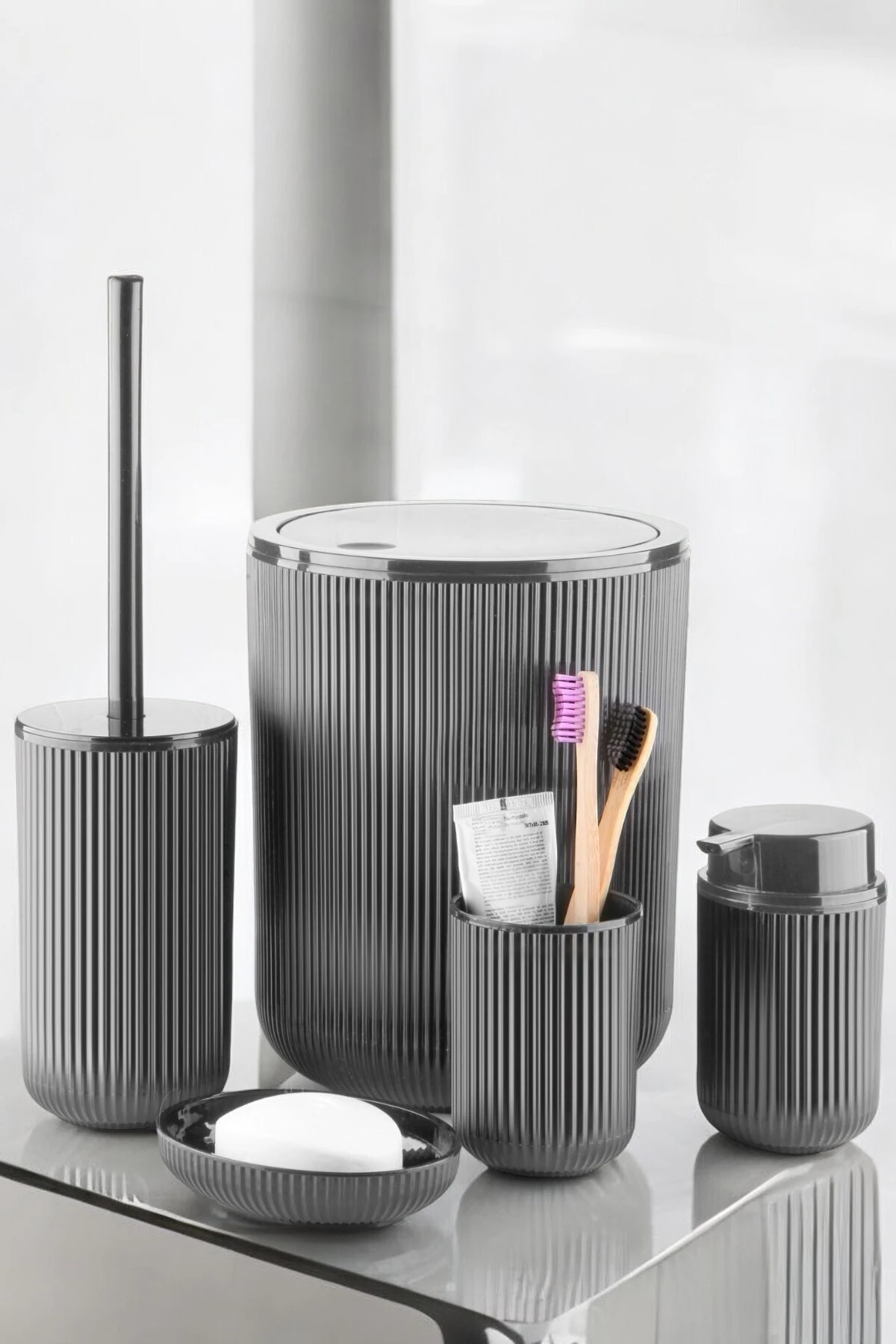 5 Parça Banyo Seti Antrasit