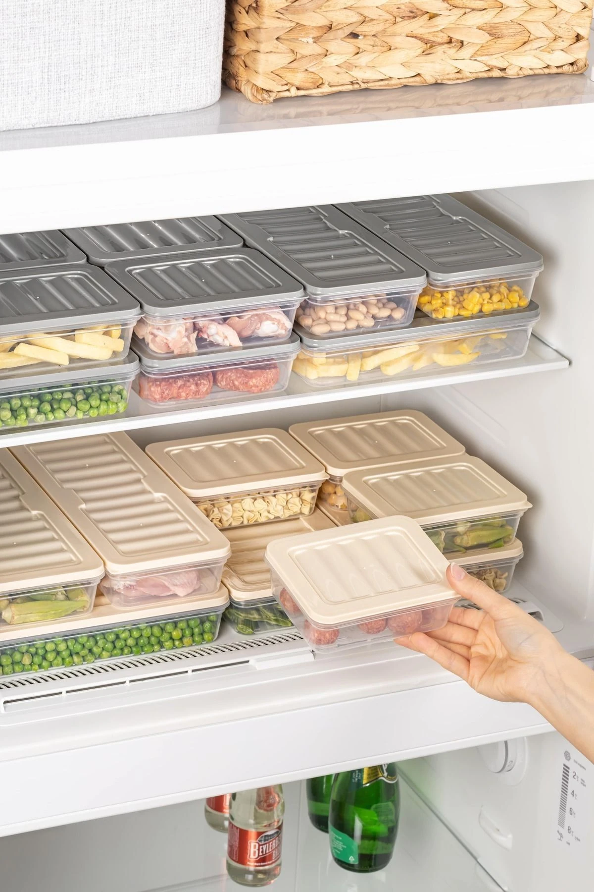 9'lu Set Freshbox Mikrodalga Ve Difrize Uygun Saklama Kabı Krem