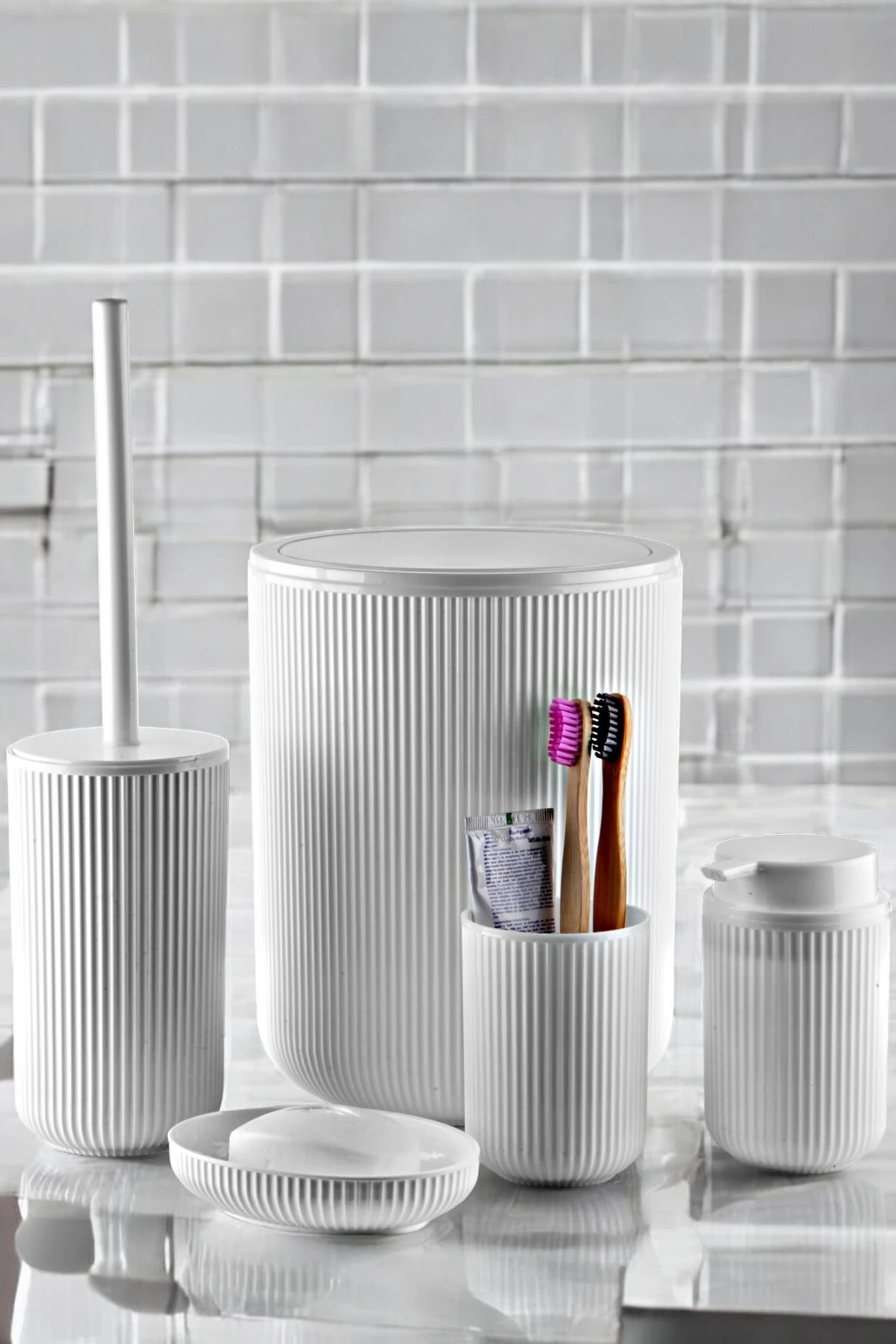 5 Parça Banyo Seti Beyaz