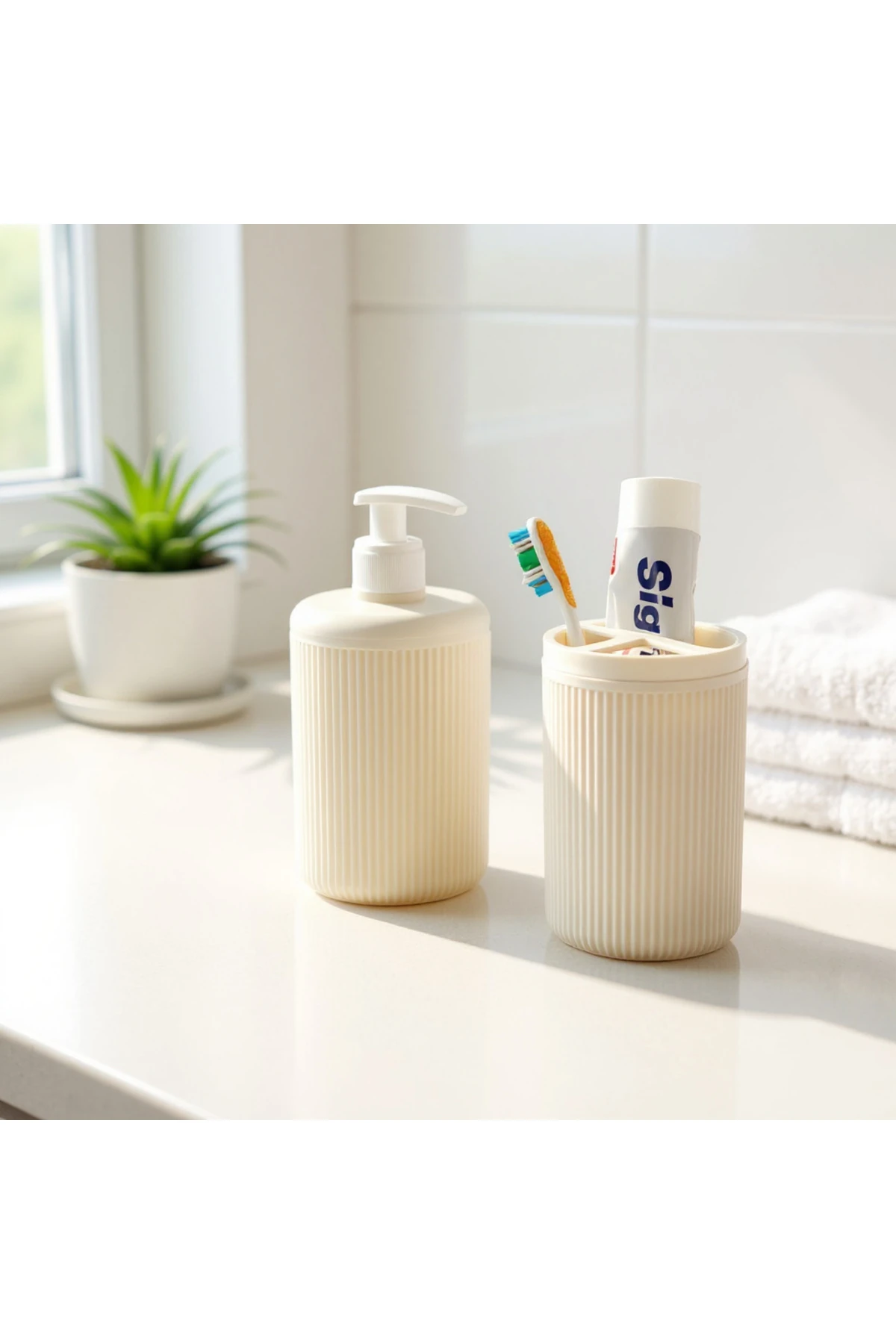 2'li Sabunluk Banyo Seti Krem