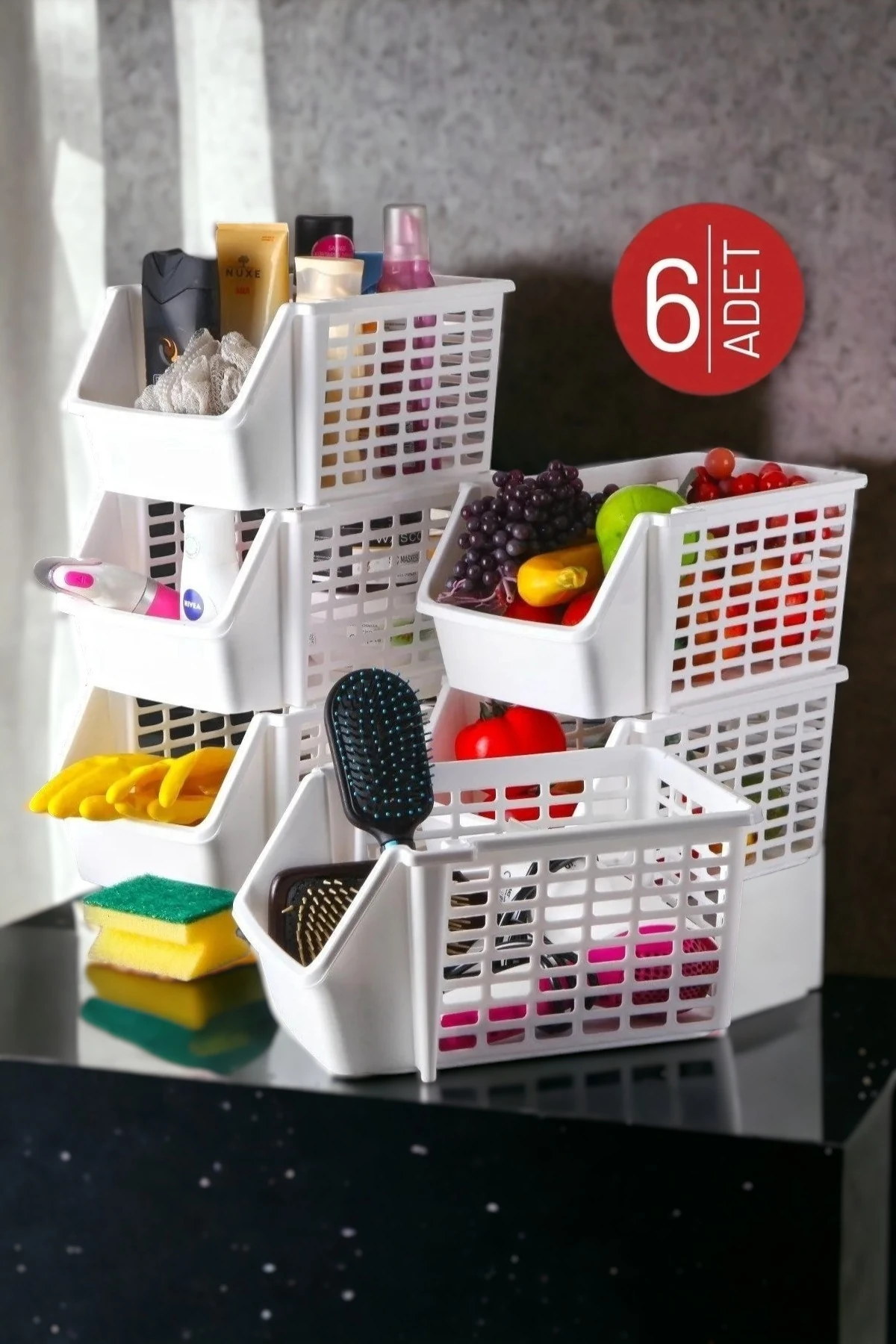 6 Adet Çok Amaçlı Katlı Düzenleyici Beyaz