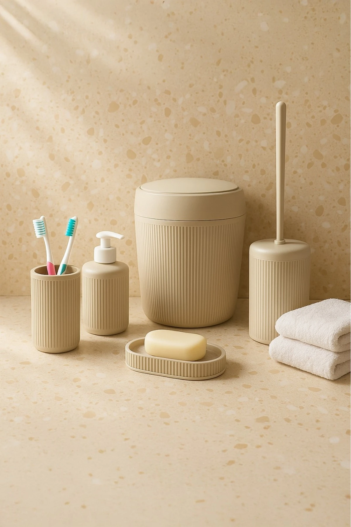 5 Parça Banyo Seti BEJ