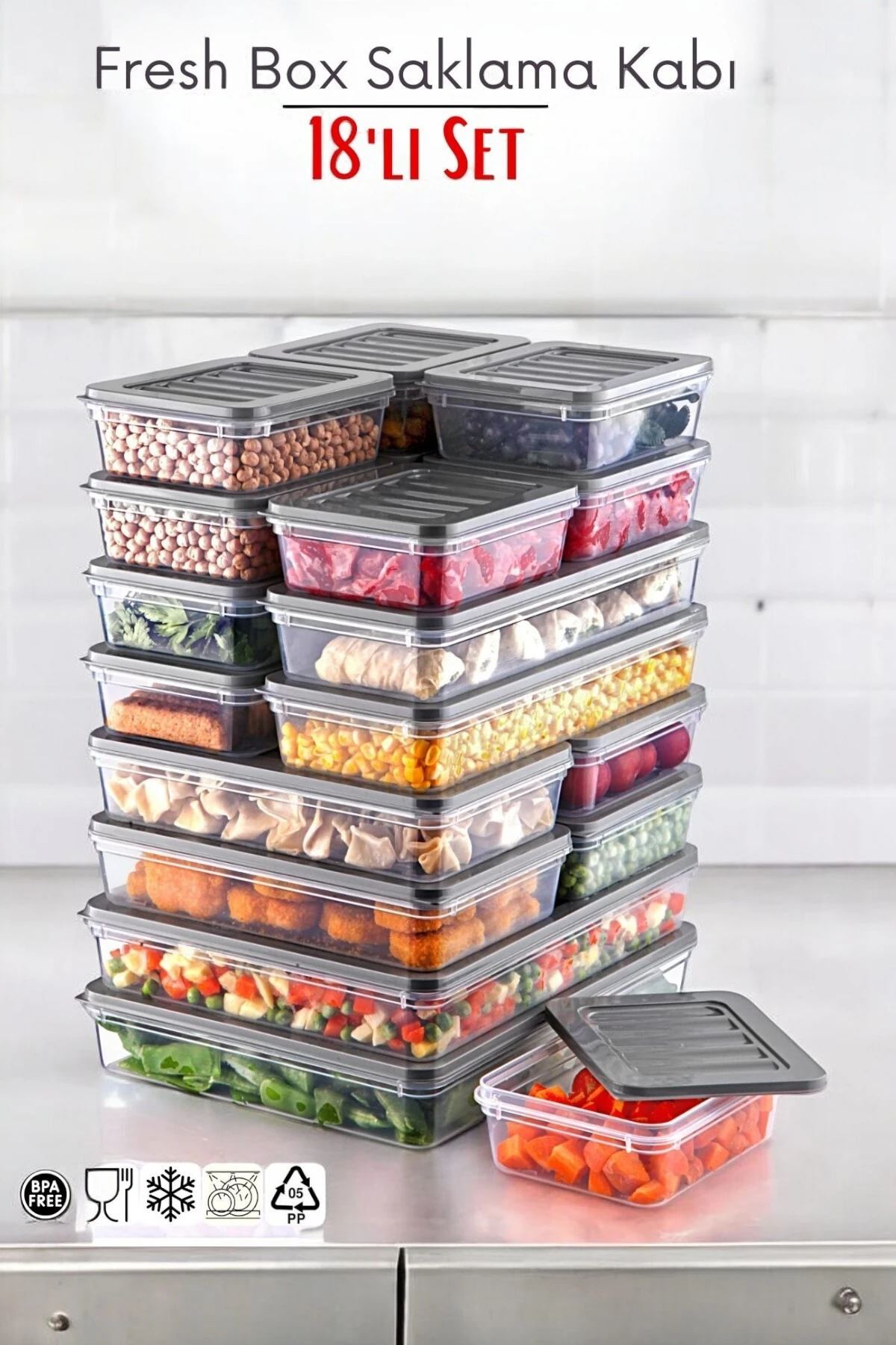 18'li Set Freshbox Mikrodalga Ve Difrize Uygun Saklama Kabı