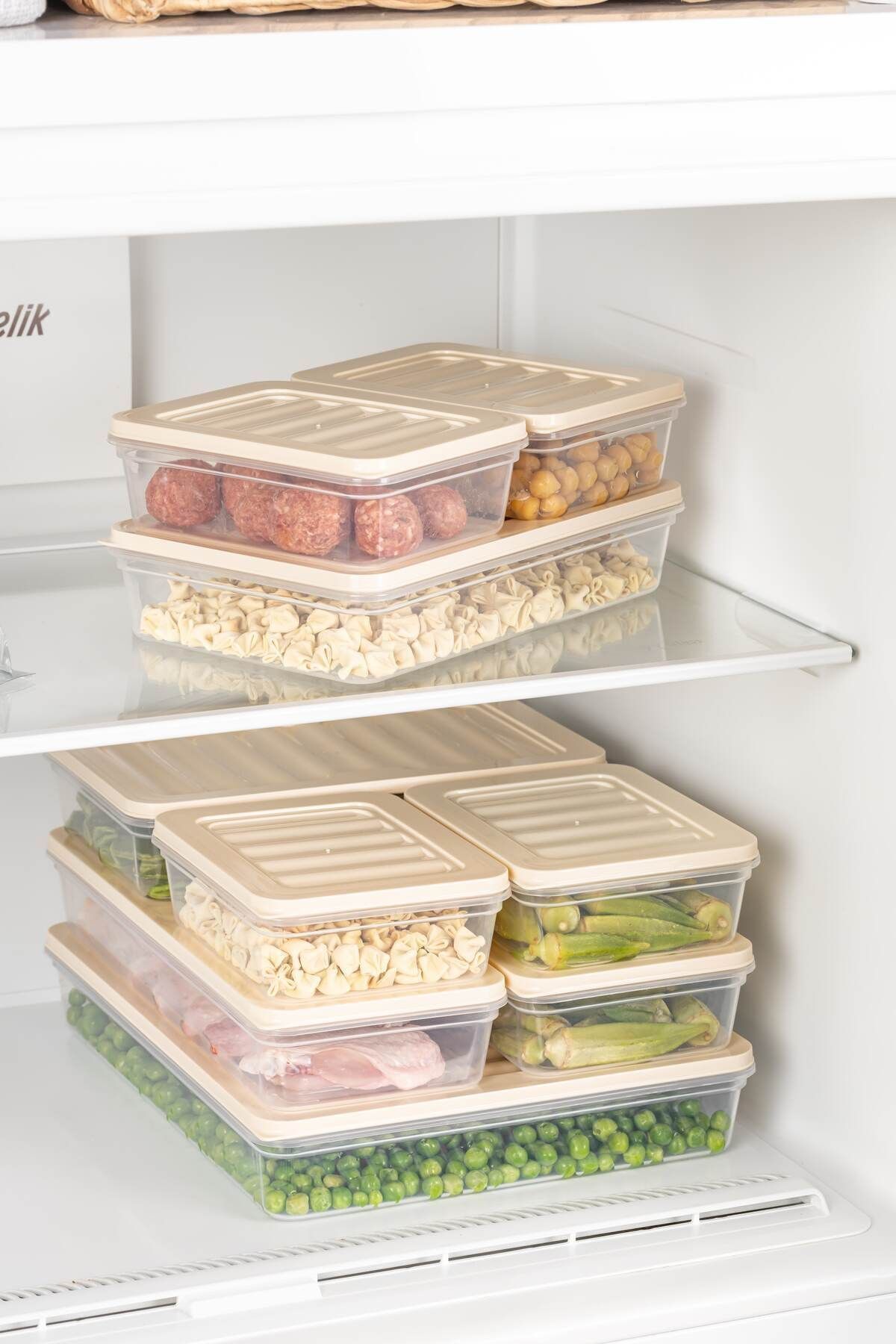 9'lu Set Freshbox Mikrodalga Ve Difrize Uygun Saklama Kabı Krem