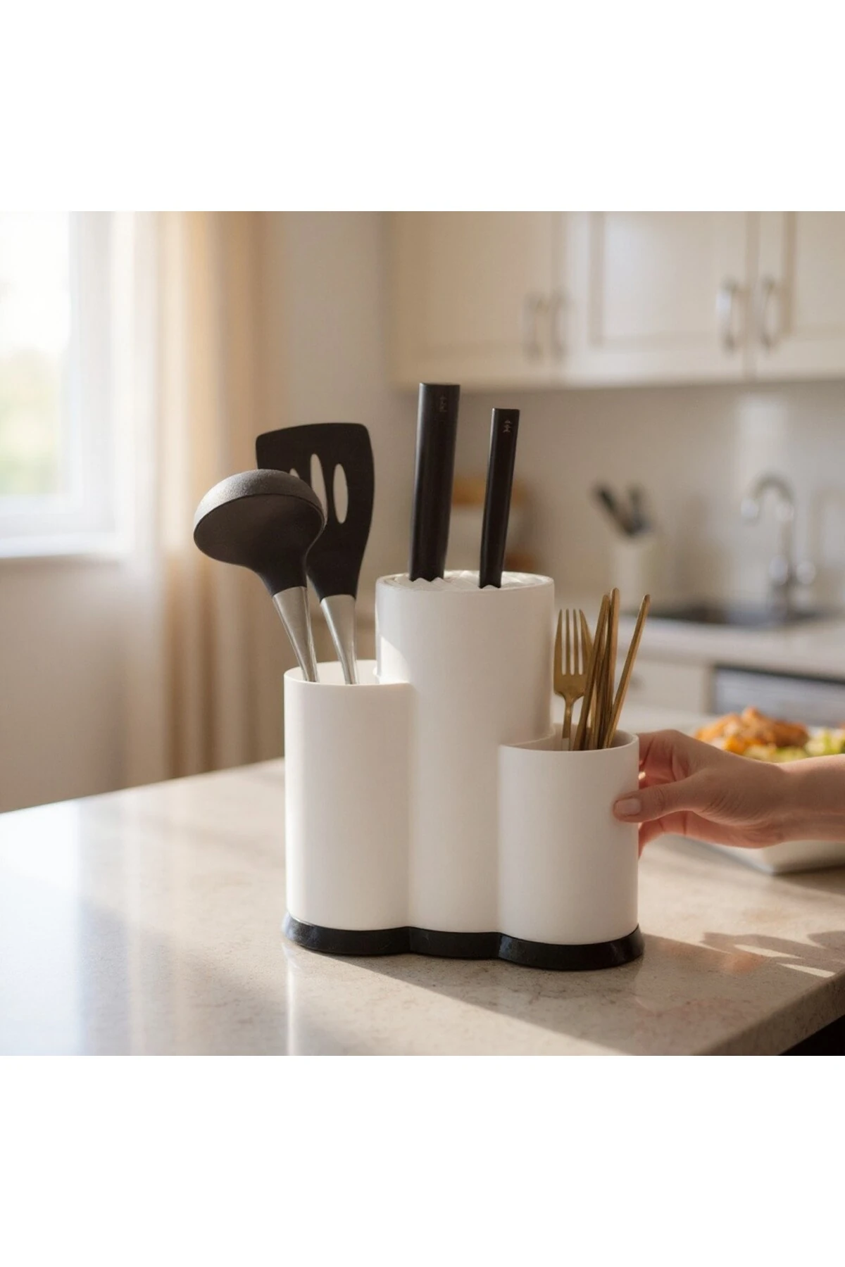Çok Amaçlı Dik Kaşıklık Çatal Kaşık Organizeri Düzenleyici BEYAZ