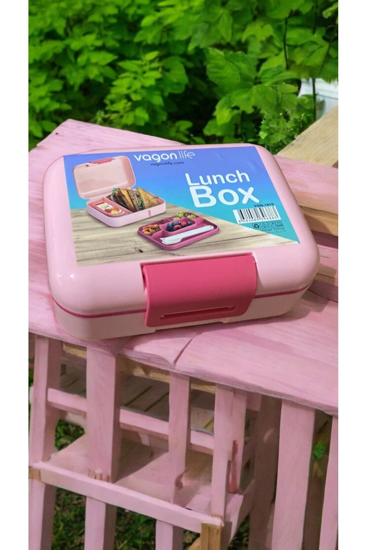 Beslenme kutusu 2 Katlı Çatal,Bıçak,Kaşık Setli PEMBE