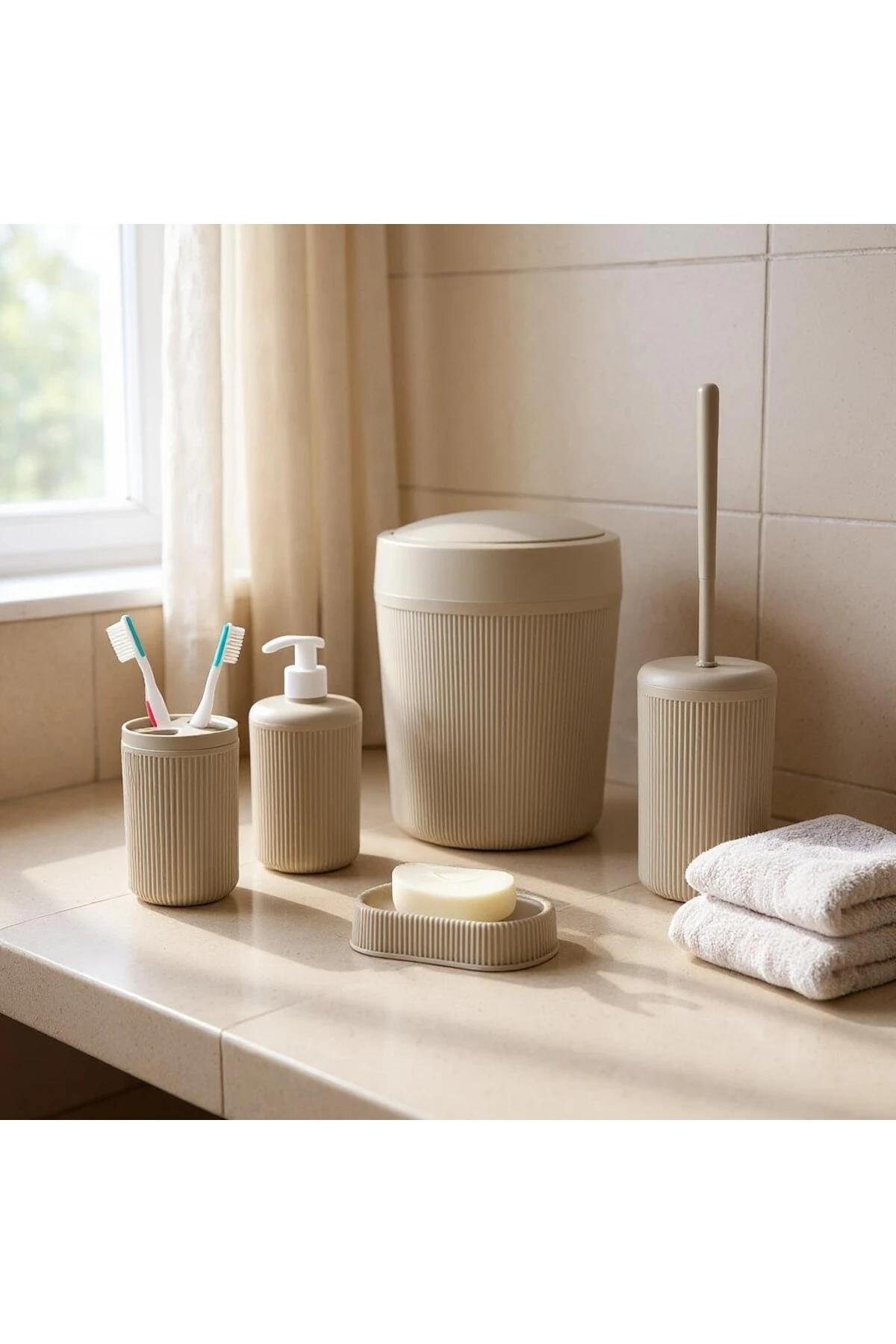 5 Parça Banyo Seti Krem