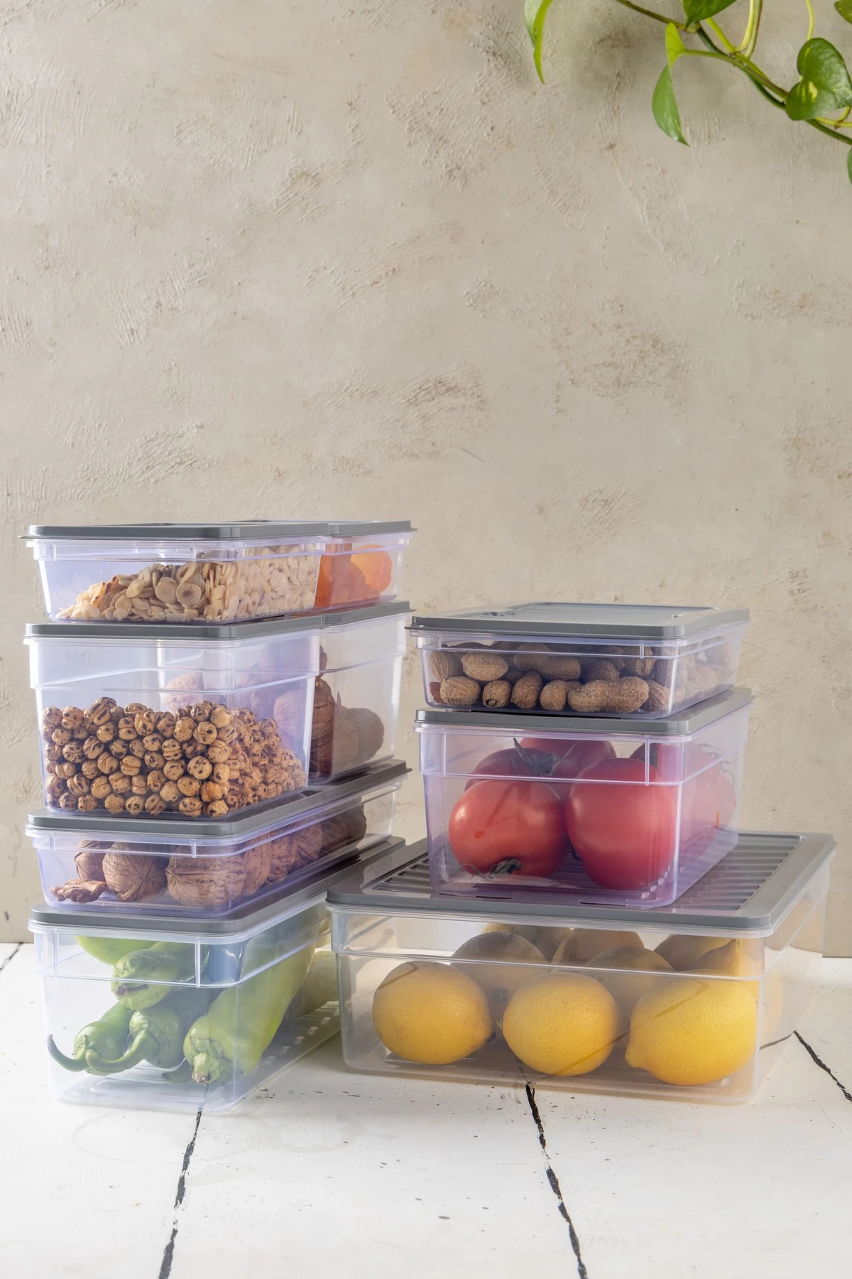 9 Lu Set New Mikrodalga Ve Difrize Uygun Saklama Kabı Gri