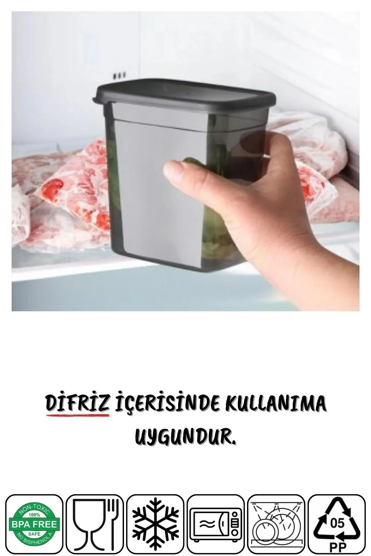 Ekonomik 12 Adet Jumbo Boy Dikdörtgen Saklama Kabı 2000 Ml Antrasit