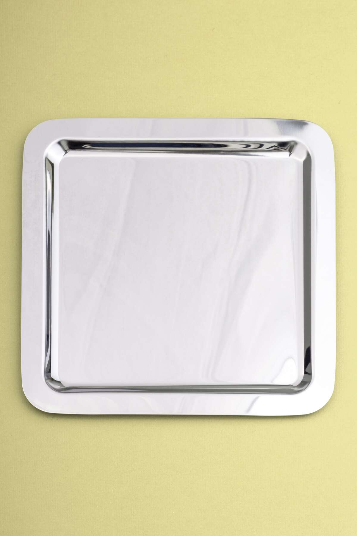 2'Lİ ÇELİK 22 CM KARE ÇAY,KAHVE,PASTA DEKORATİF SERVİS TEPSİSİ