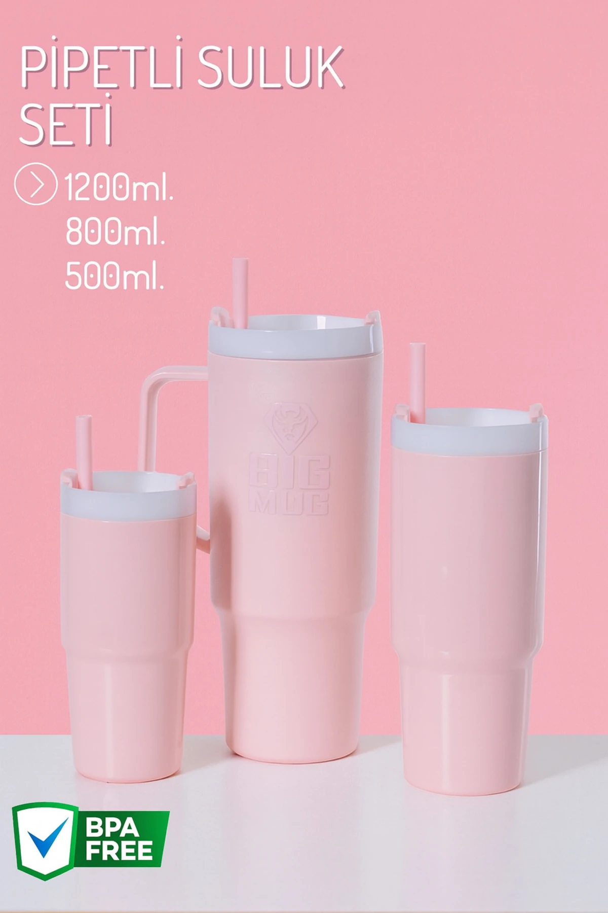 3 Boy Pipetli Suluk Seti PEMBE