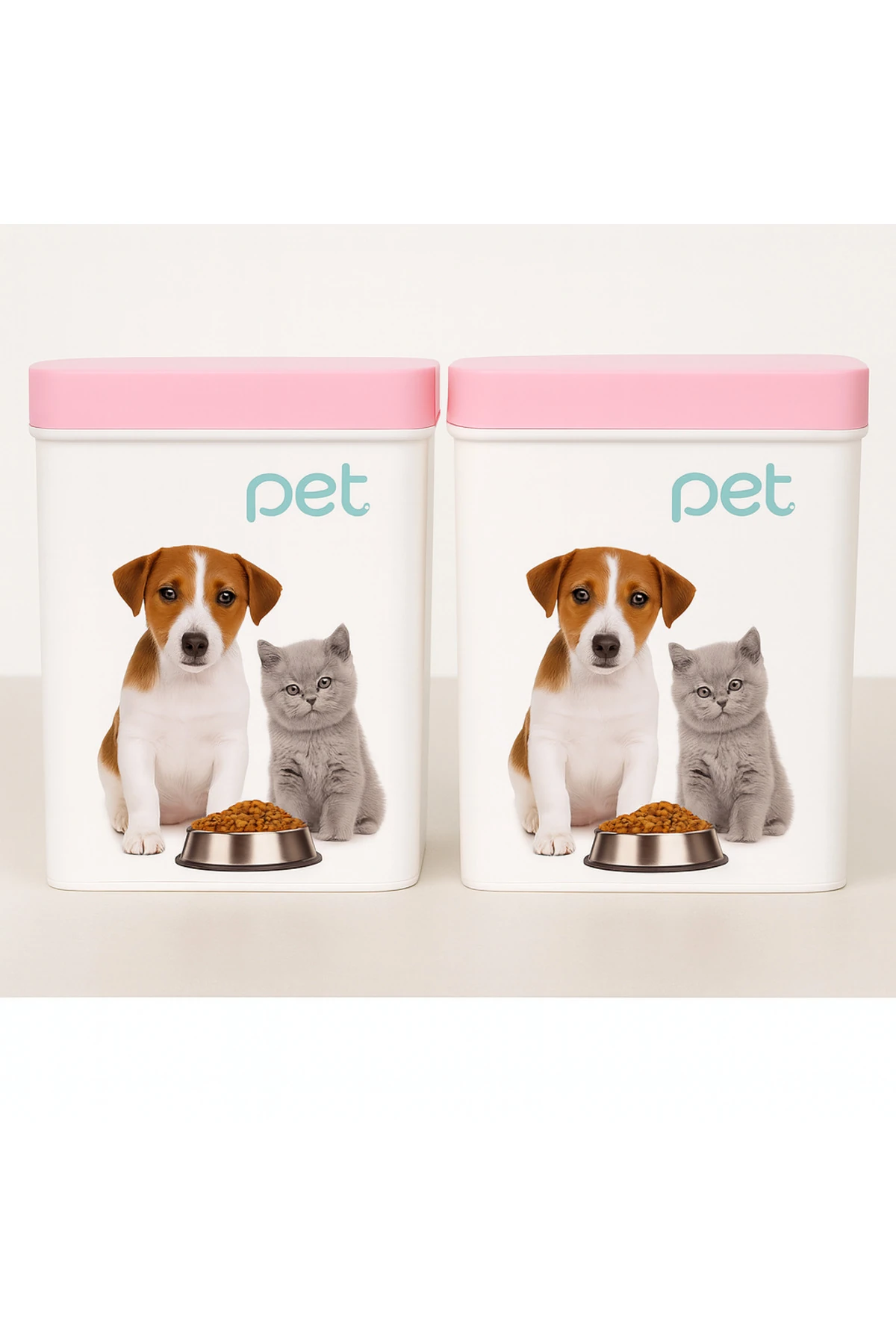 KEDİ KÖPEK MAMA KUTUSU PEMBE KAPAK 2 ADET