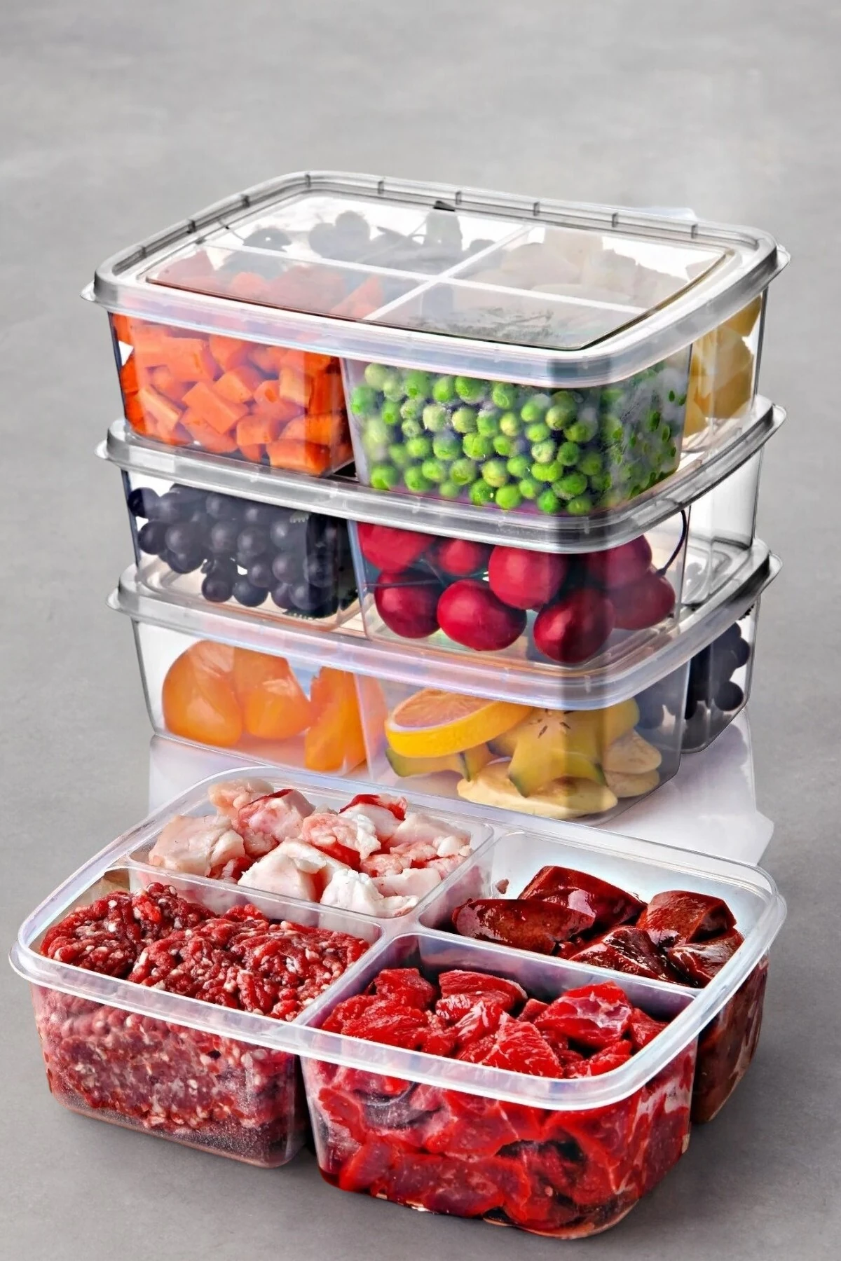 8'li Set Difrizde Kullanıma Uygun Kare Saklama Kabı 4 ADET BÜYÜK - 4 ADET KÜÇÜK BOY