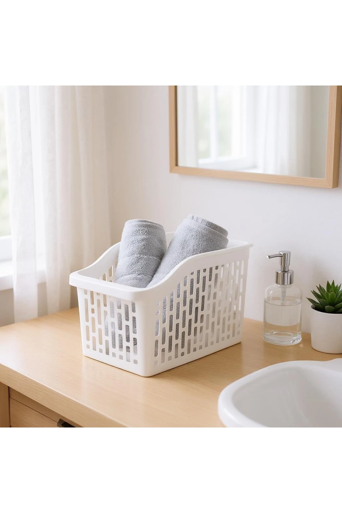 Çok Amaçlı Plastik Dolap Içi Düzenleyici Saklama Kutusu Organizer Sepet - Beyaz 4 ADET
