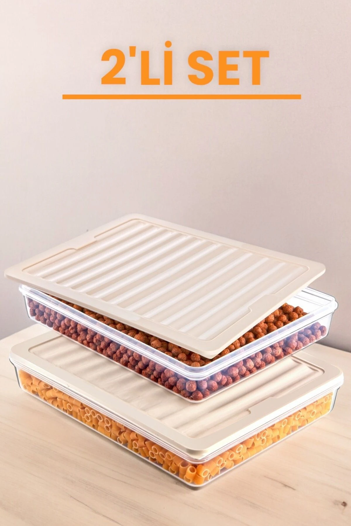 2'li Set Freshbox Mikrodalga Ve Difrize Uygun Saklama Kabı Krem