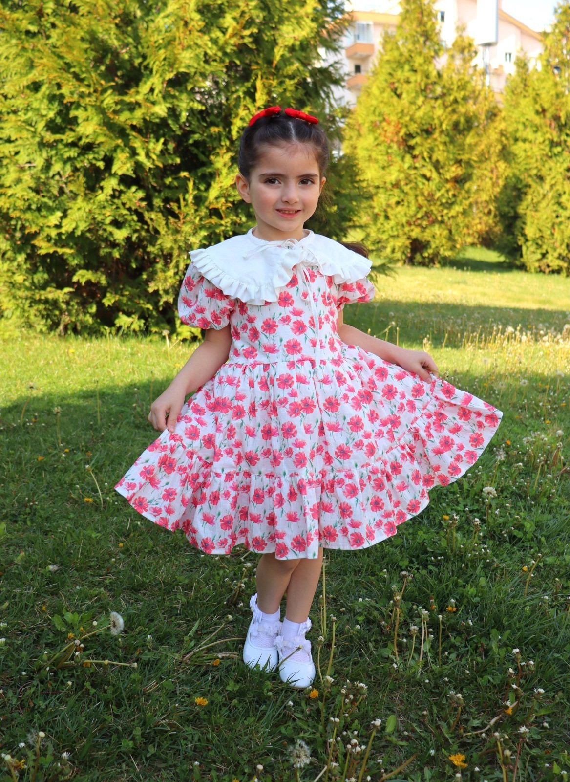 GÜLCE KIZ ÇOCUK ELBİSE ( DİKKAT ! AÇIKLAMAYI  OKUYUNUZ )