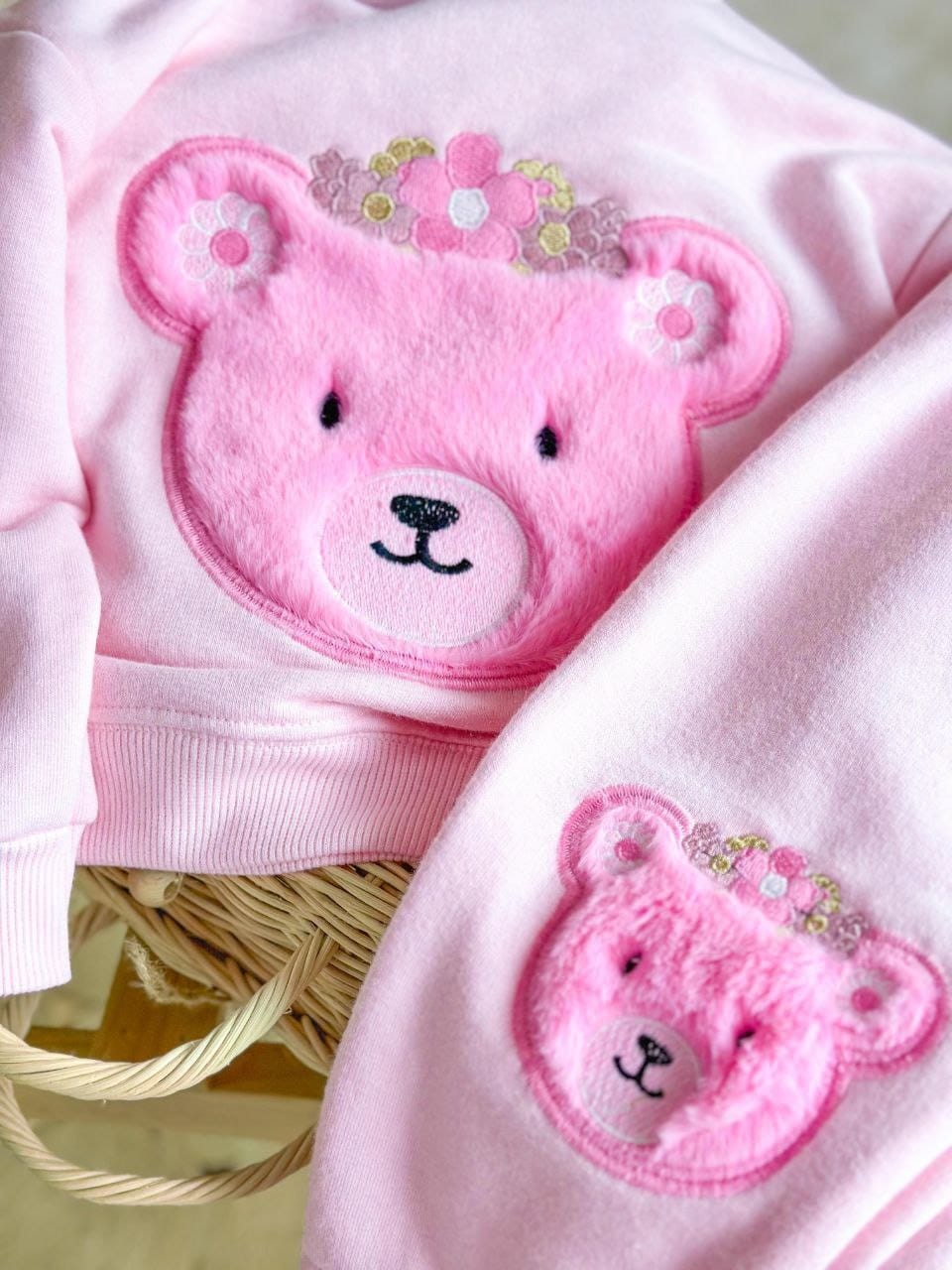 Pembe Ayıcık Detaylı Kız Çocuk Pijama Takımı