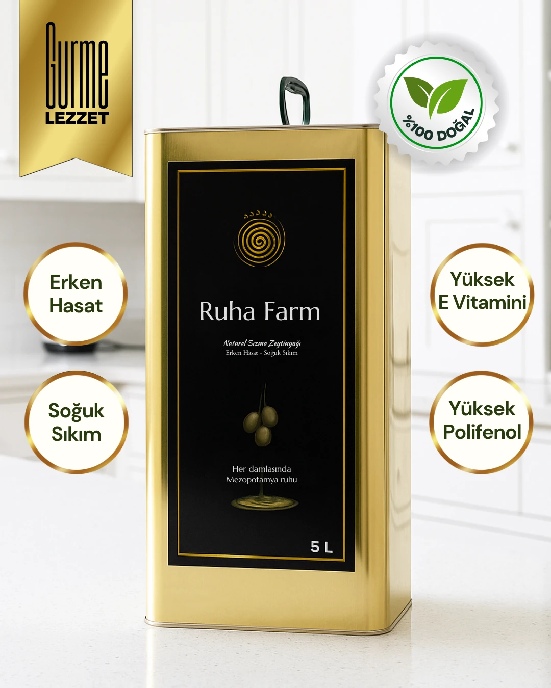 Ruha Farm Natürel Sızma Zeytinyağı 5 L
