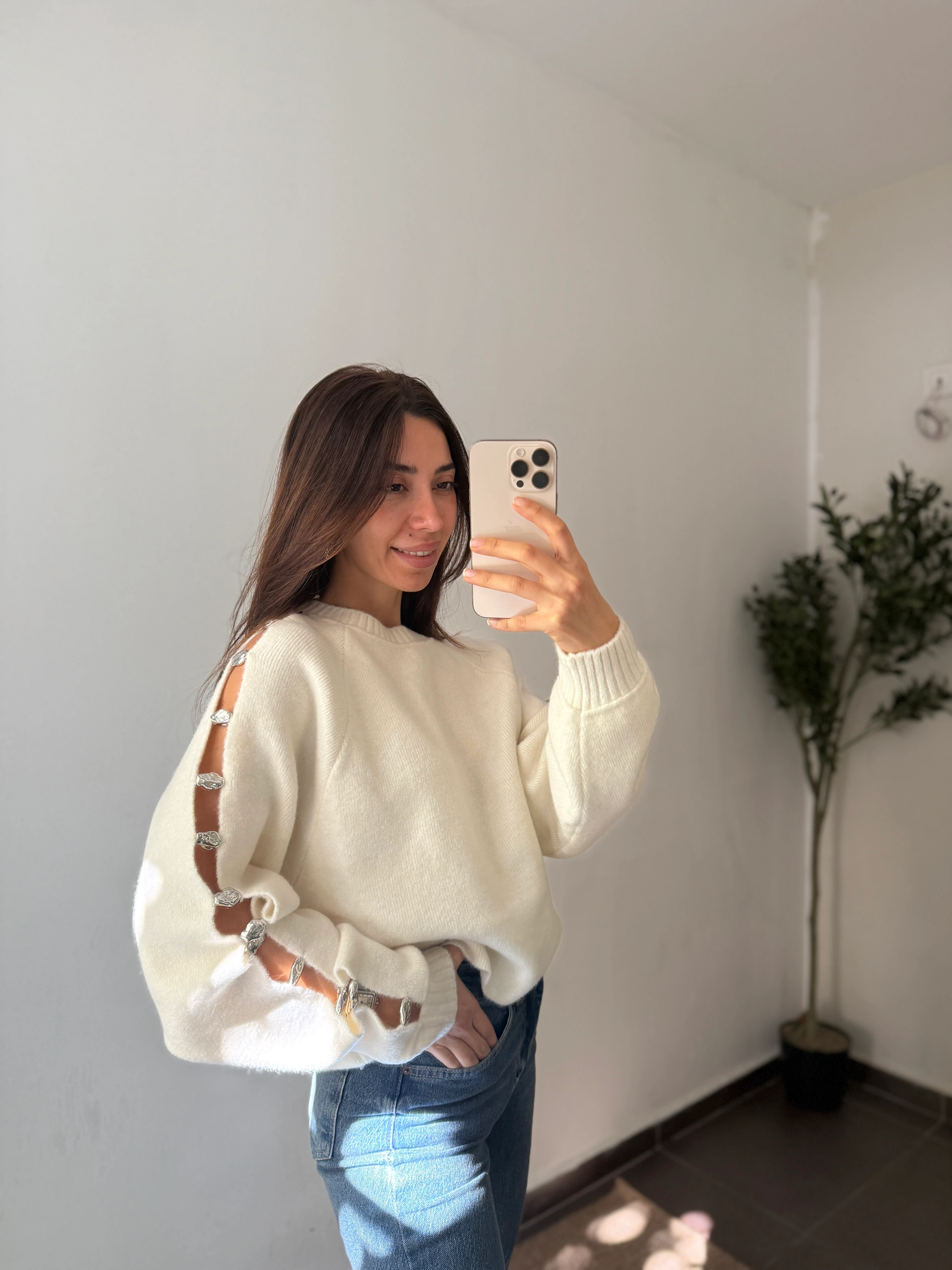 GÜMÜŞ AKSESUAR DETAY TRİKO KAZAK