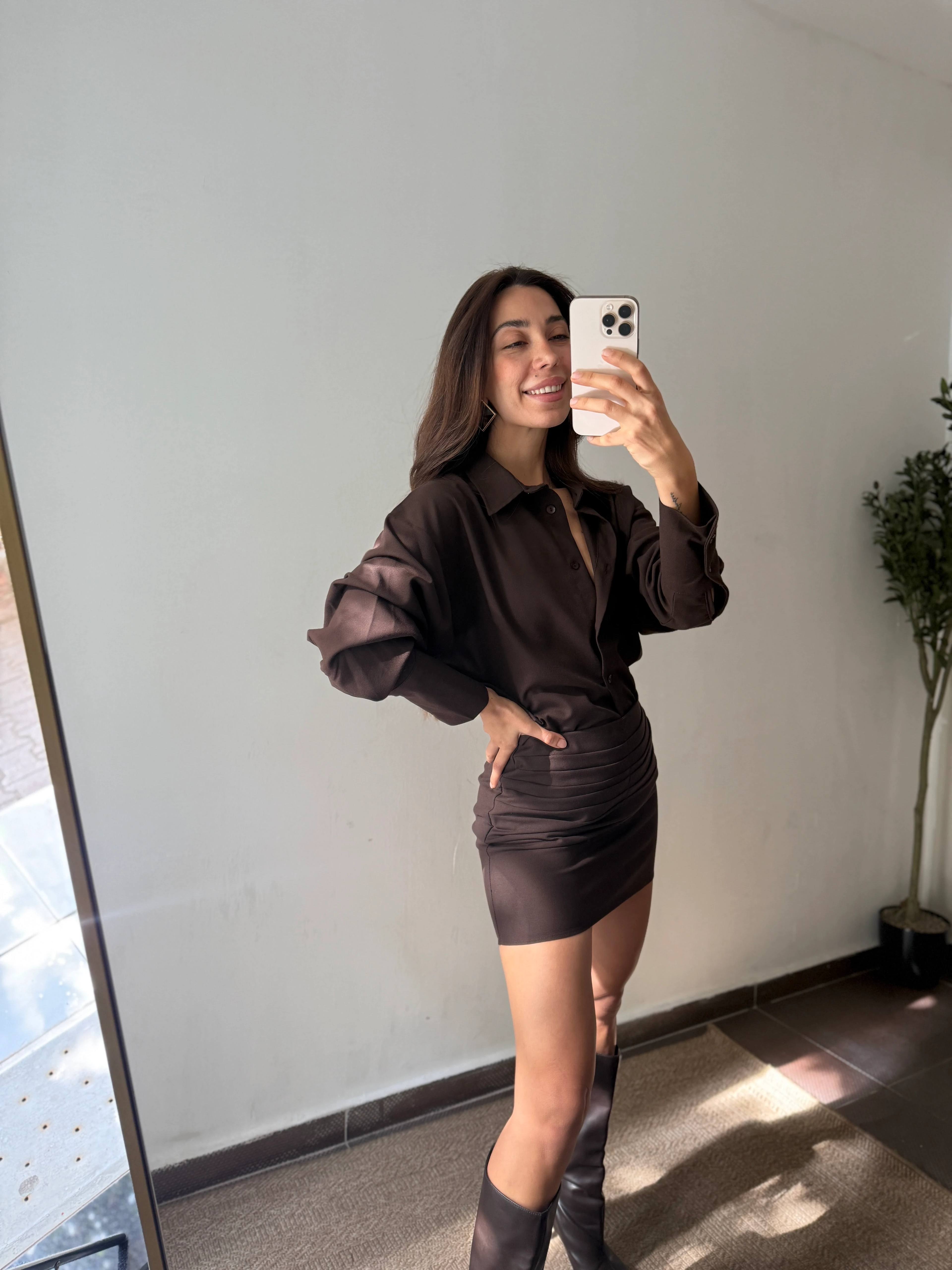 KAHVE GÖMLEK ETEK TAKIM 