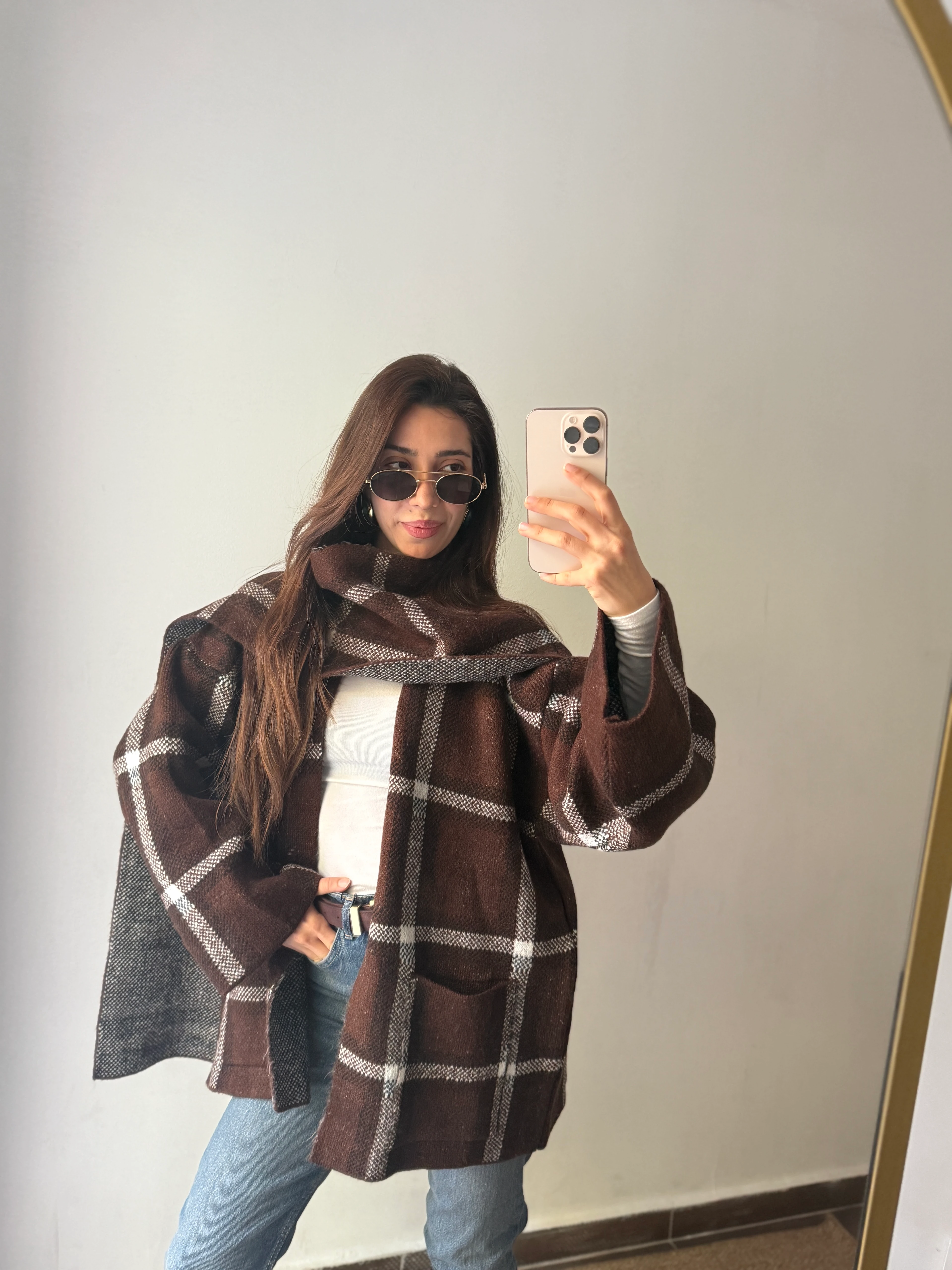 TRİKO KARE ATKILI CEKET