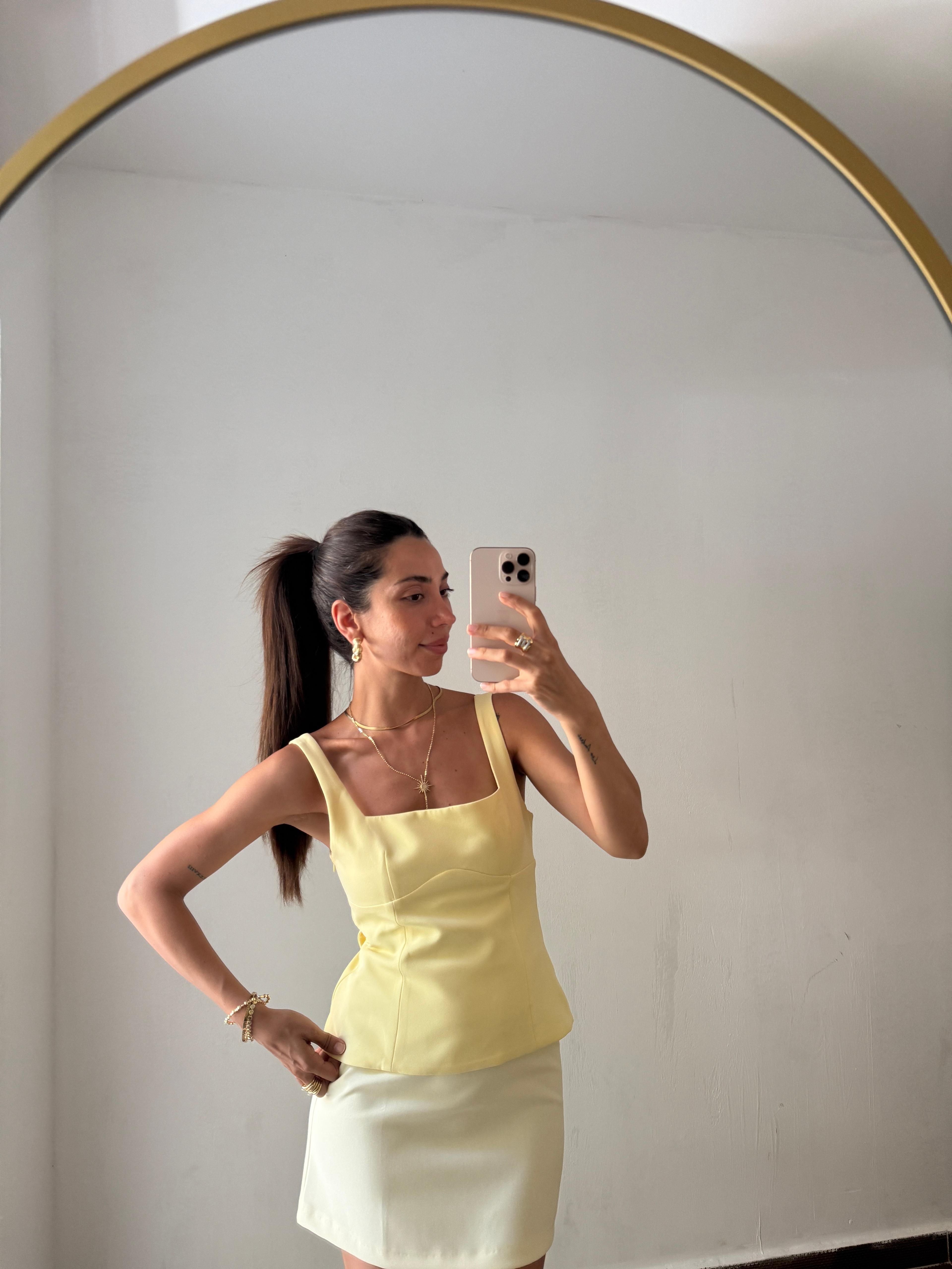 KURDELA DETAYLI BLUZ SARI
