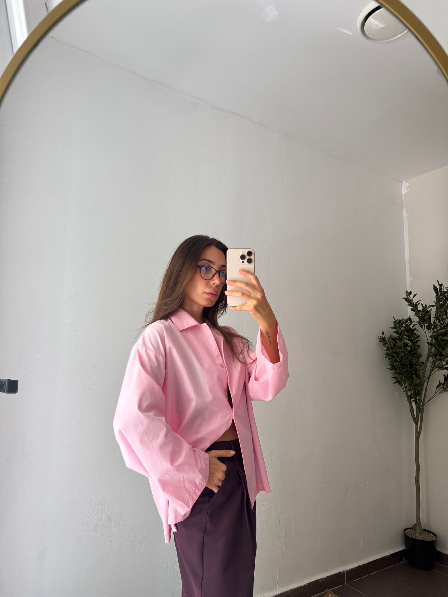 POPLİN OVERSİZE GÖMLEK - Pembe