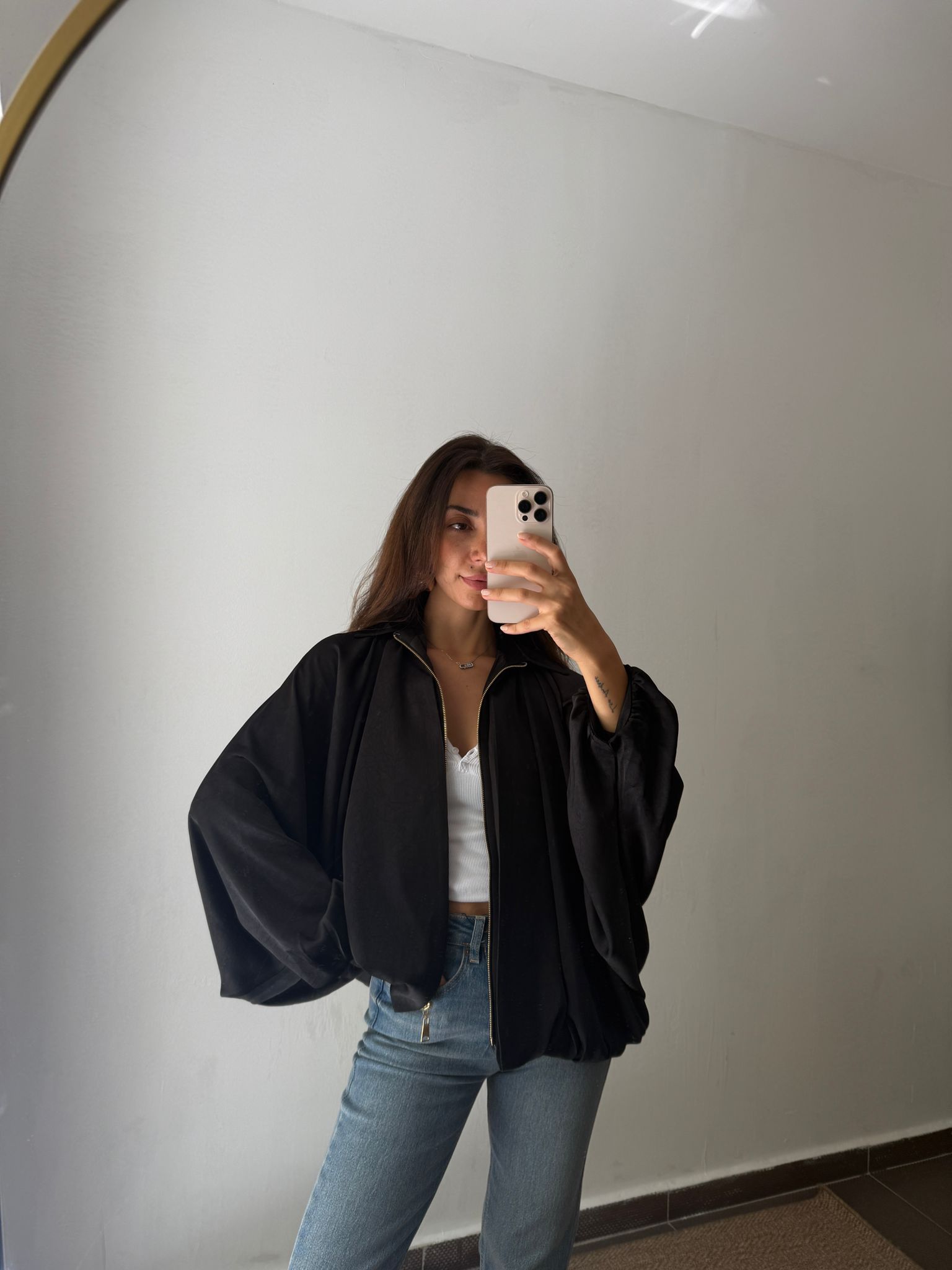 SATEN BOMBER CEKET  - Siyah