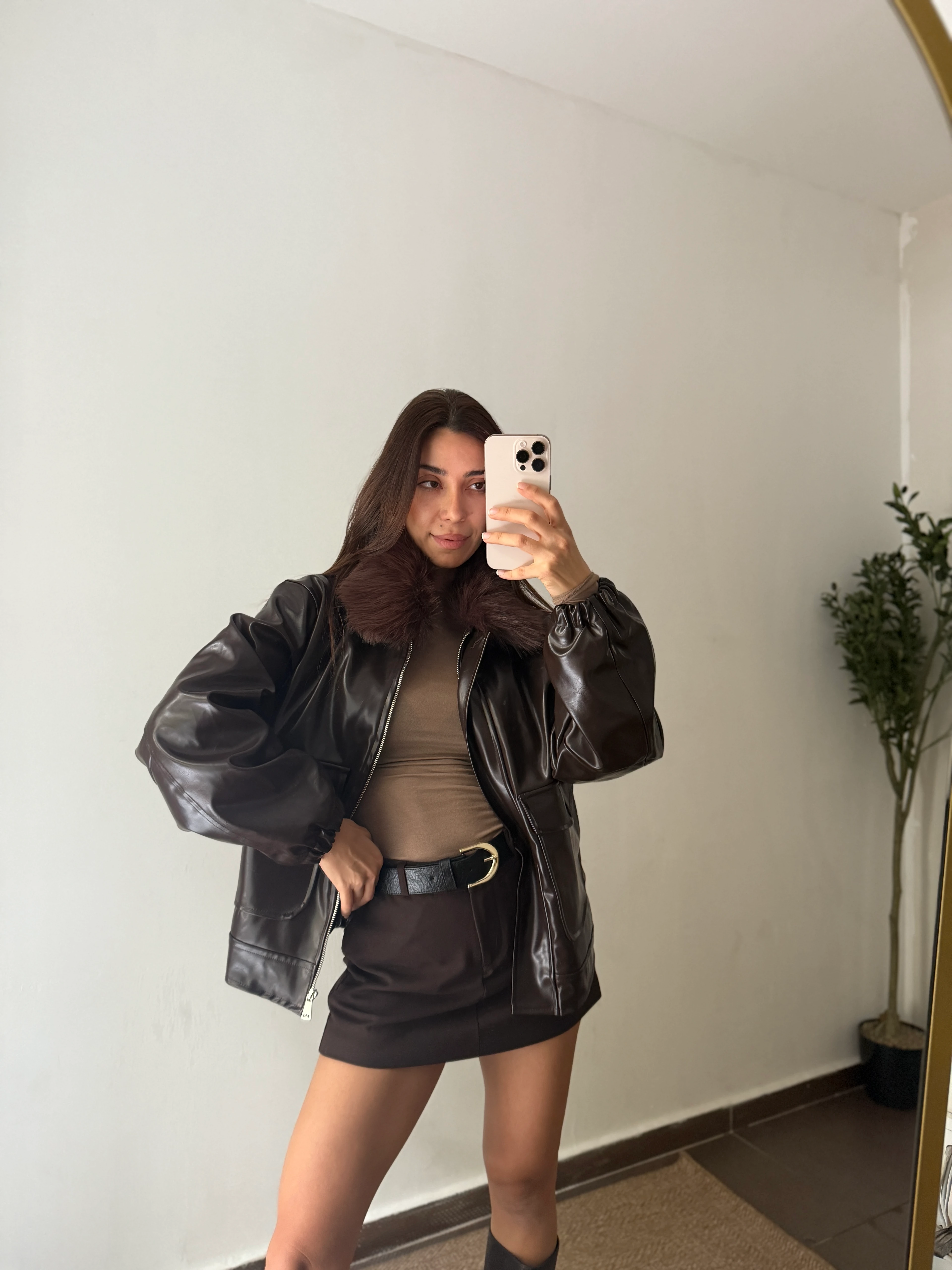 KÜRKLÜ TASARIM DERİ CEKET 