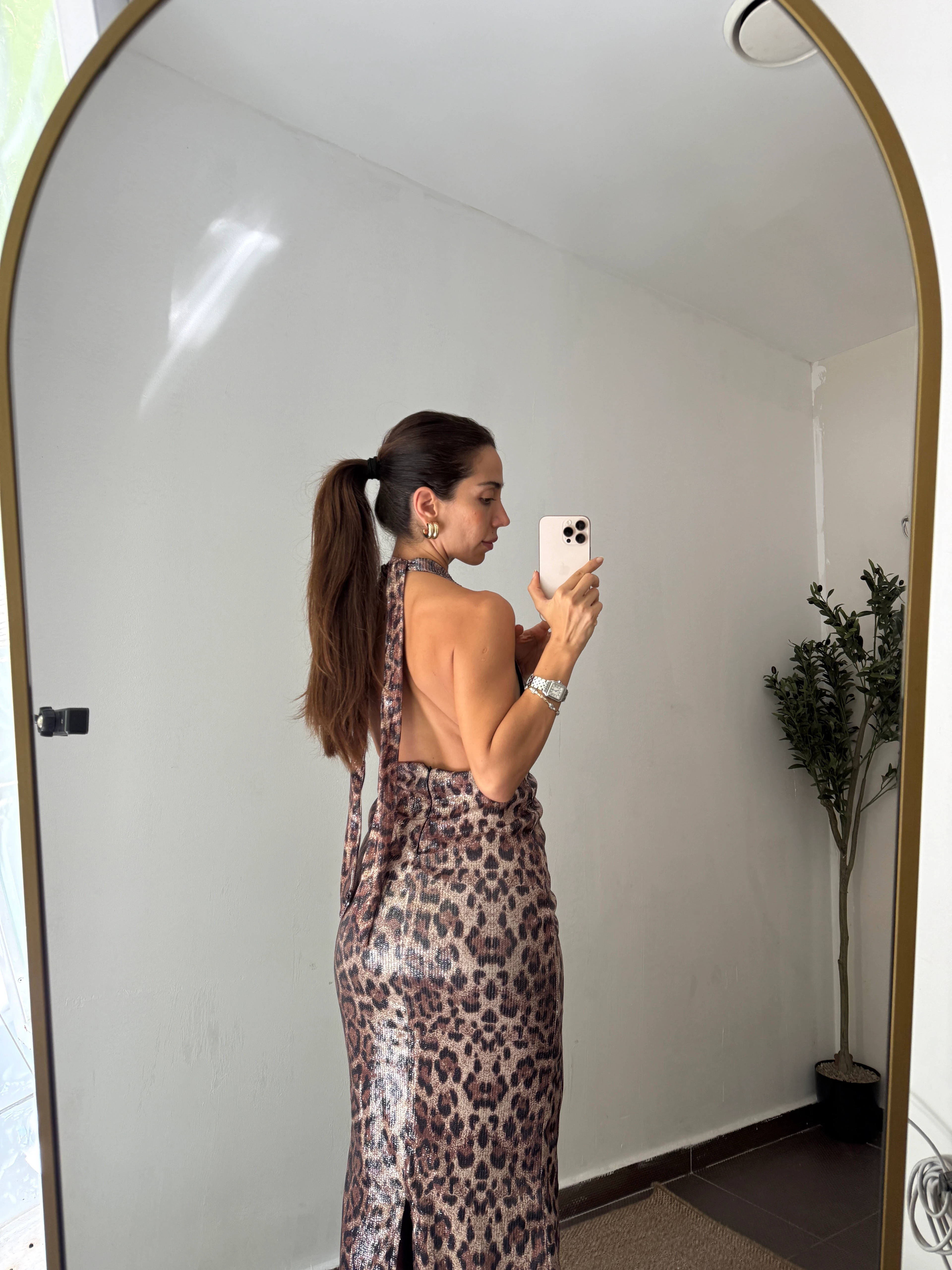 LEOPAR DEKOLTELİ ELBİSE