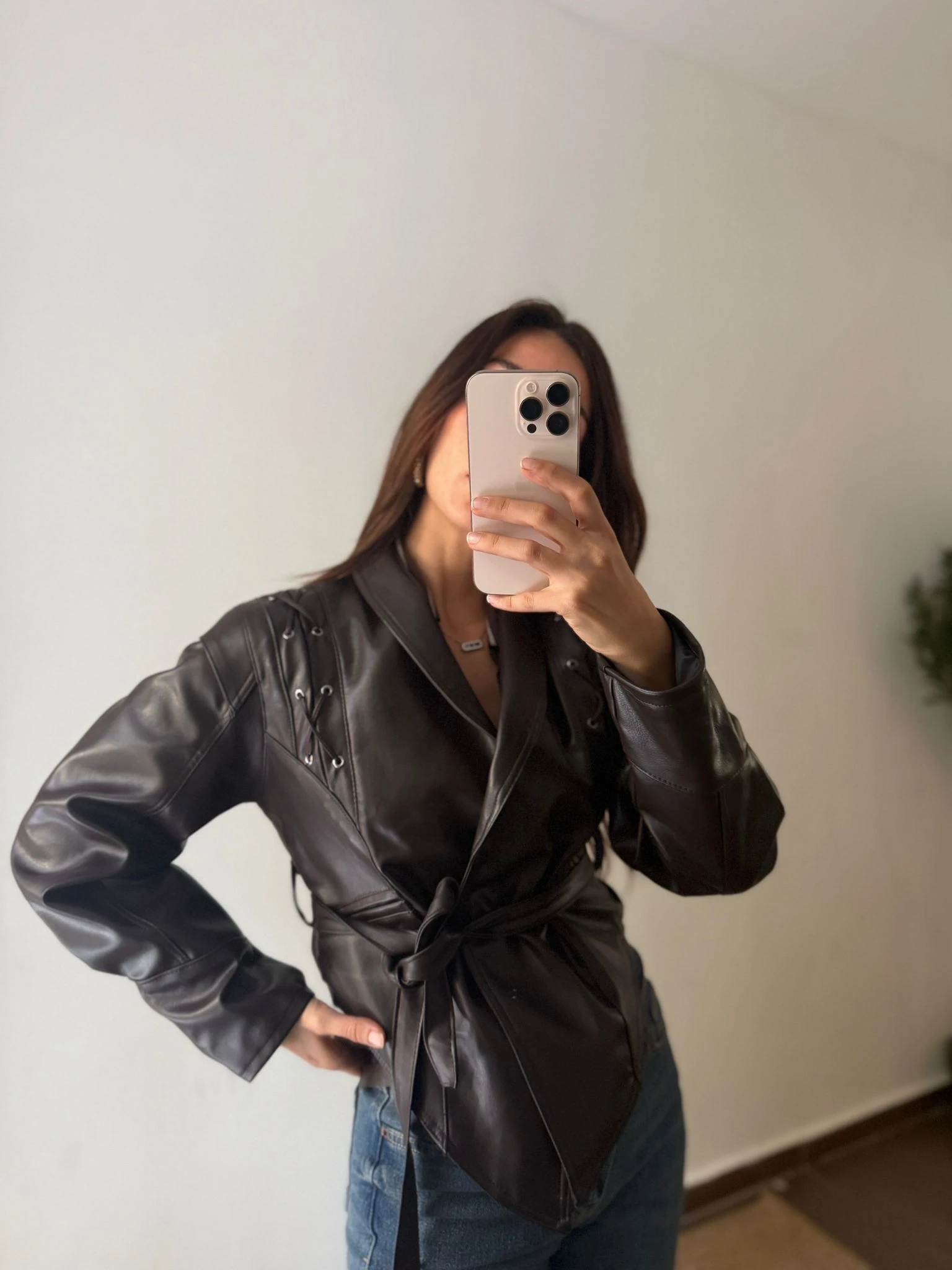 TASARIM MİLAN DERİ CEKET - Kahve