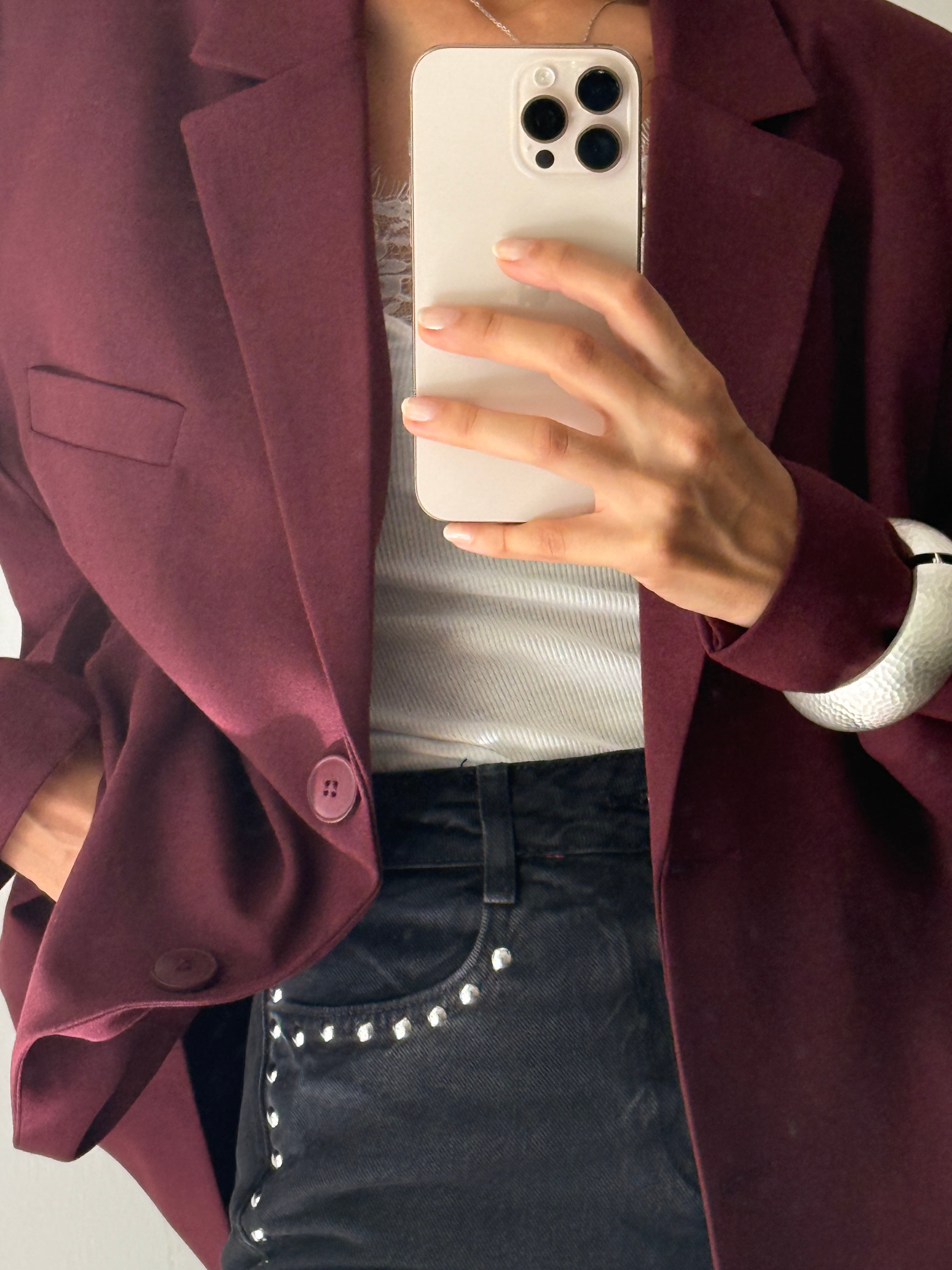 BORDO BLAZER OVERSİZE