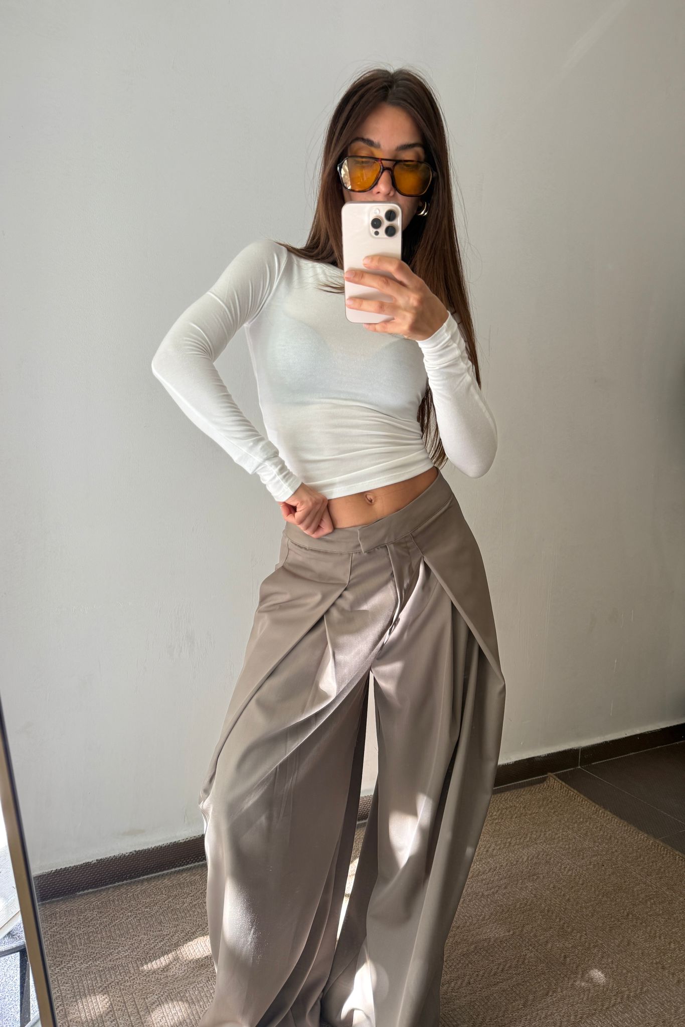 PİLİLİ BOL PAÇA PANTOLON - Haki